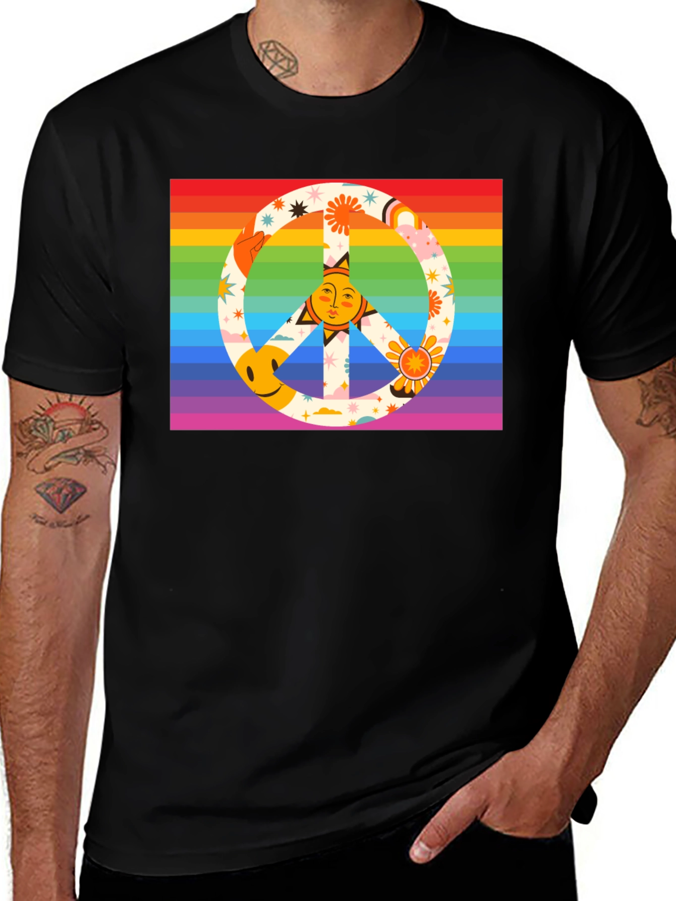 Variant 30 of Rainbow Peace Sign Graphic Tee