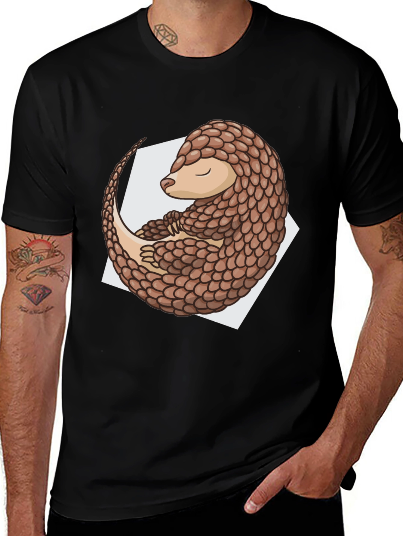 Pangolin Graphic Tee - Black Cotton T-Shirt