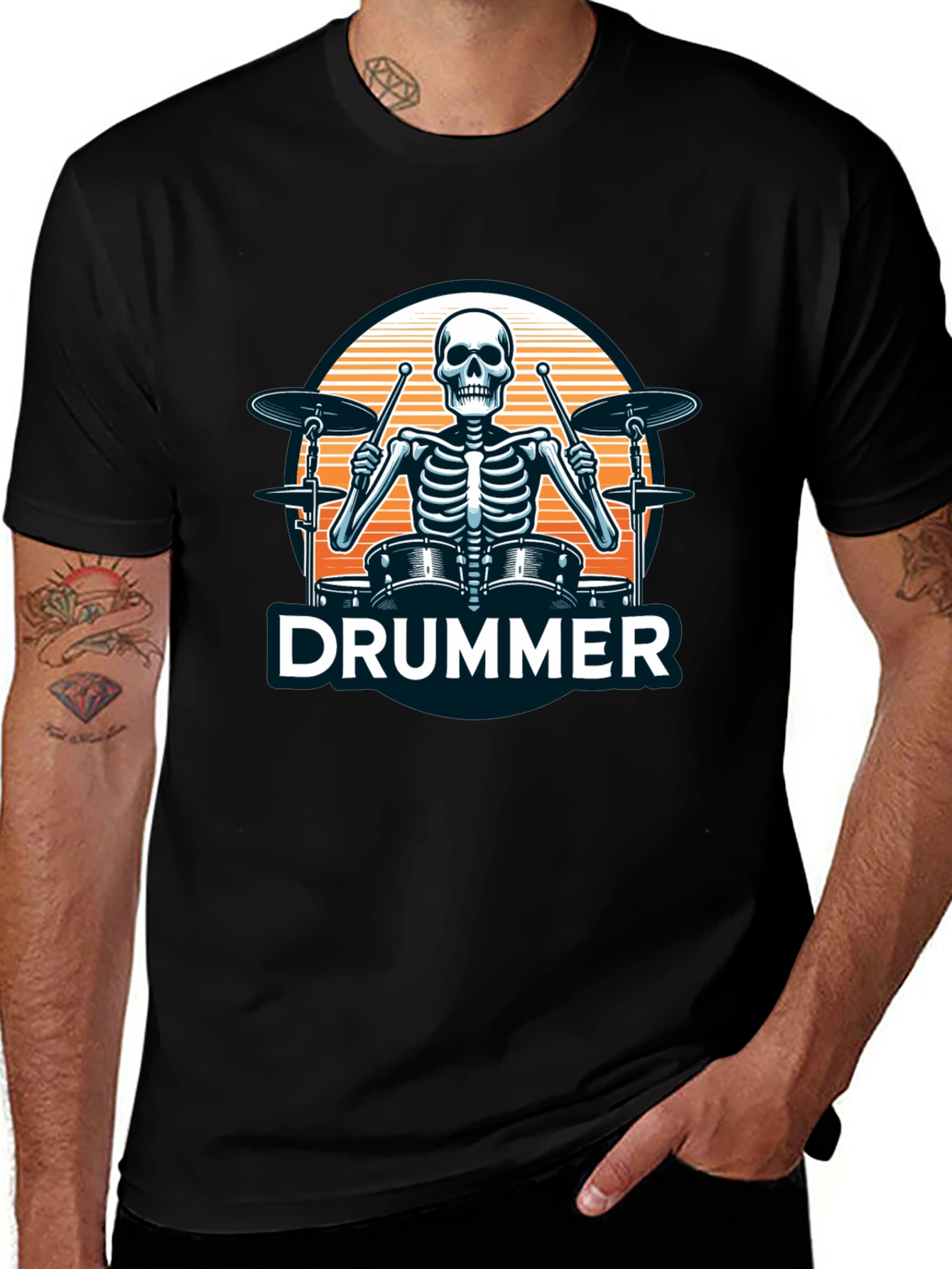 Variant 8 of Skeleton Drummer Graphic Tee - Rock & Roll Vibe