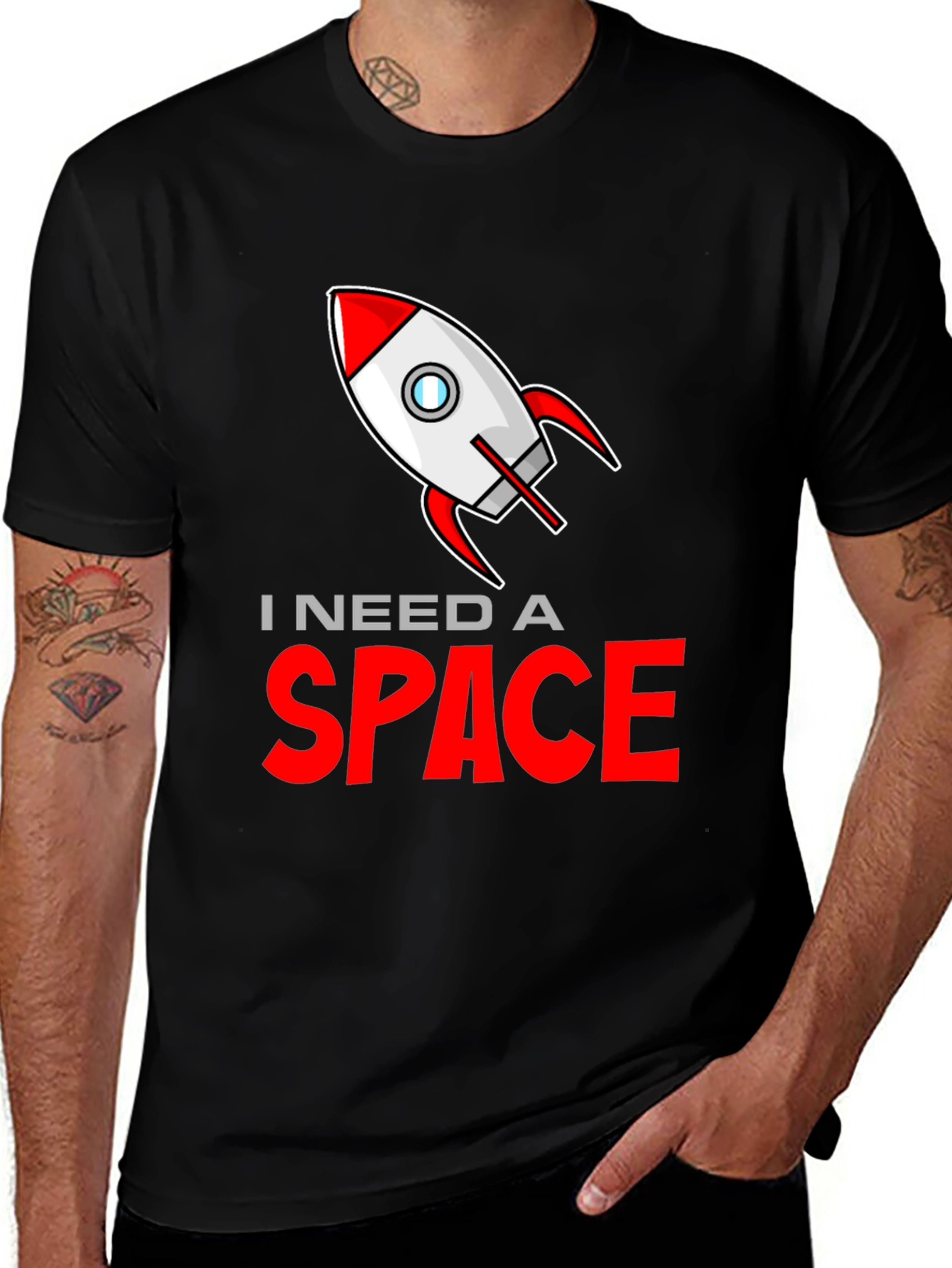 I Need Space Black Graphic Tee