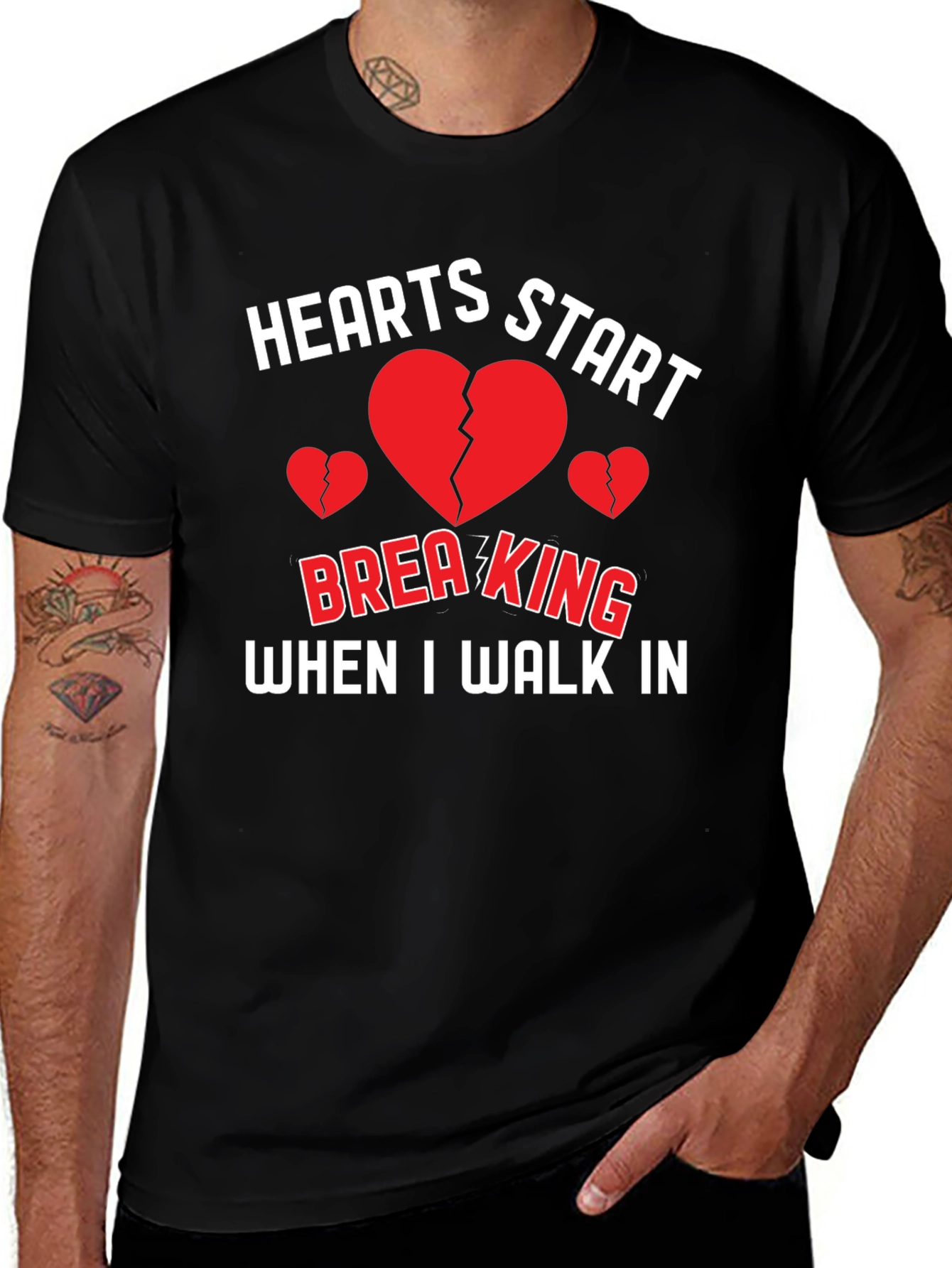 Variant 4 of Hearts Start Breaking Funny Graphic Tee