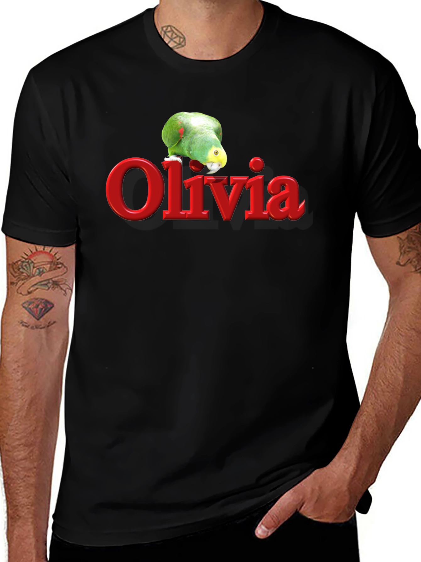 Variant 7 of Olivia Parrot Graphic T-Shirt - Personalized Gift