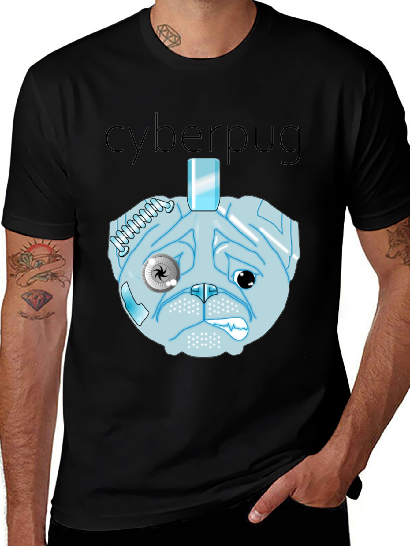 Variant 15 of Cyberpug Graphic T-Shirt - Black