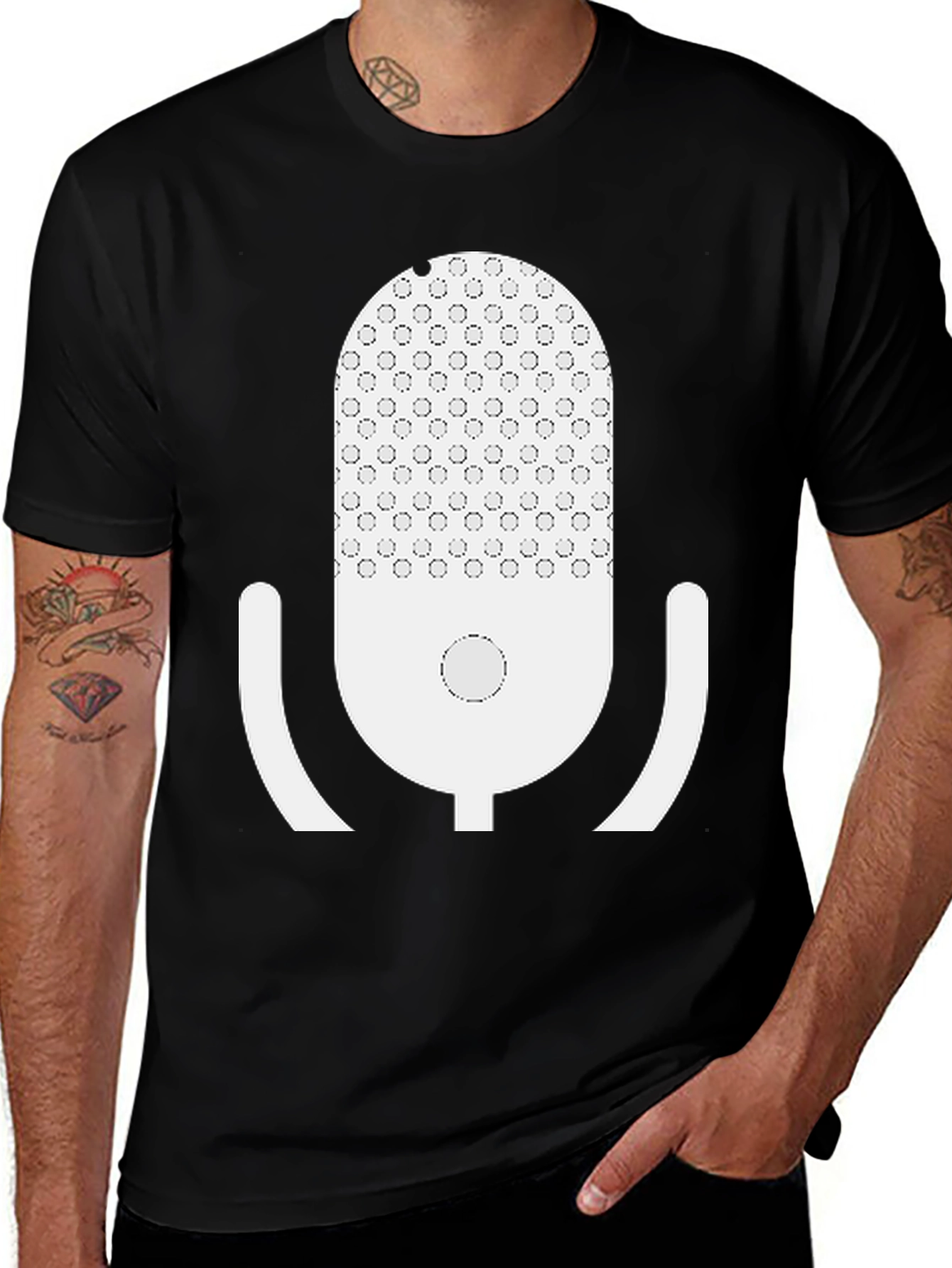 Variant 14 of Podcast Microphone Graphic Tee - Black Cotton T-Shirt