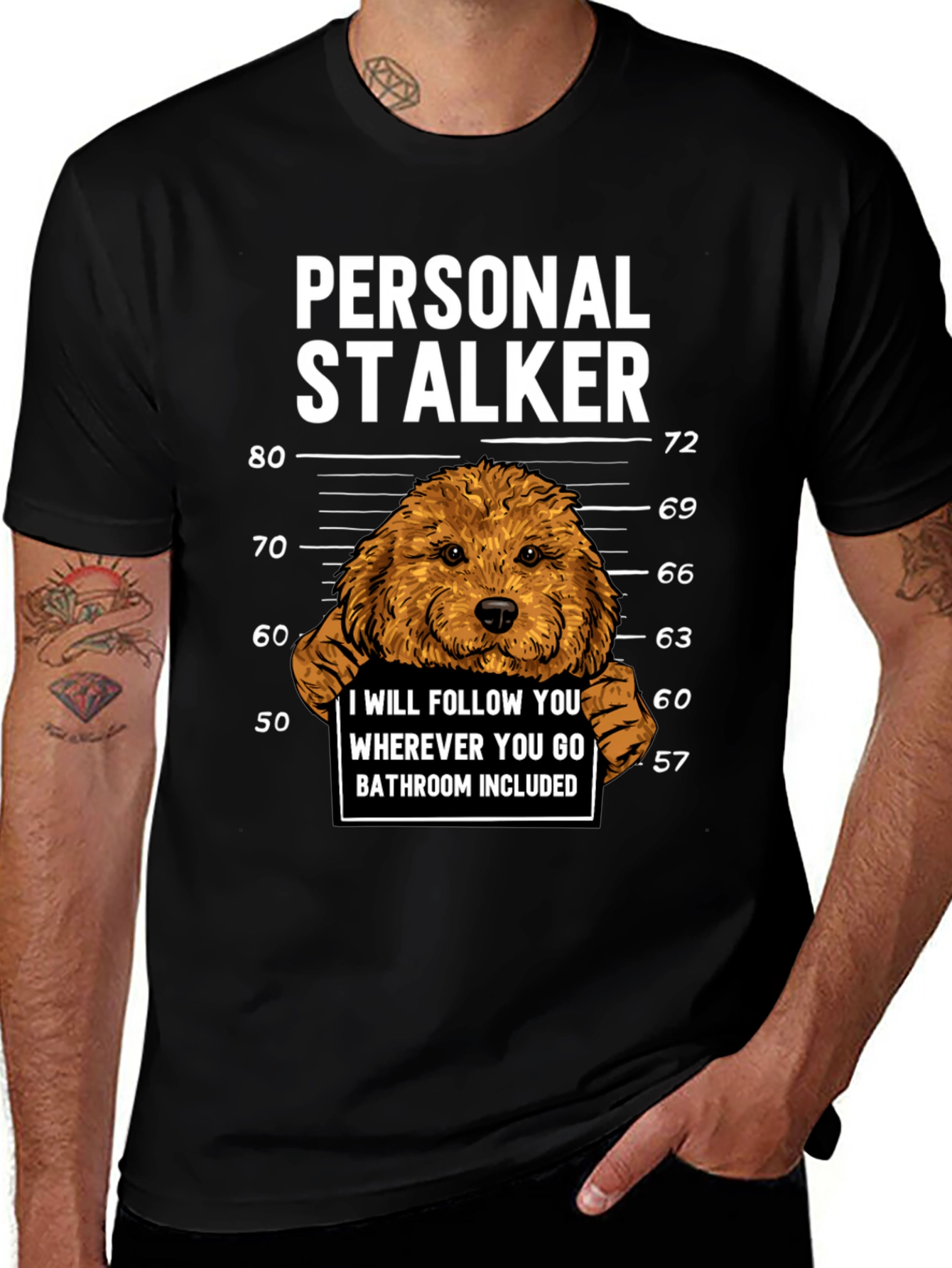 Variant 2 of Personal Stalker Dog Mugshot T-Shirt