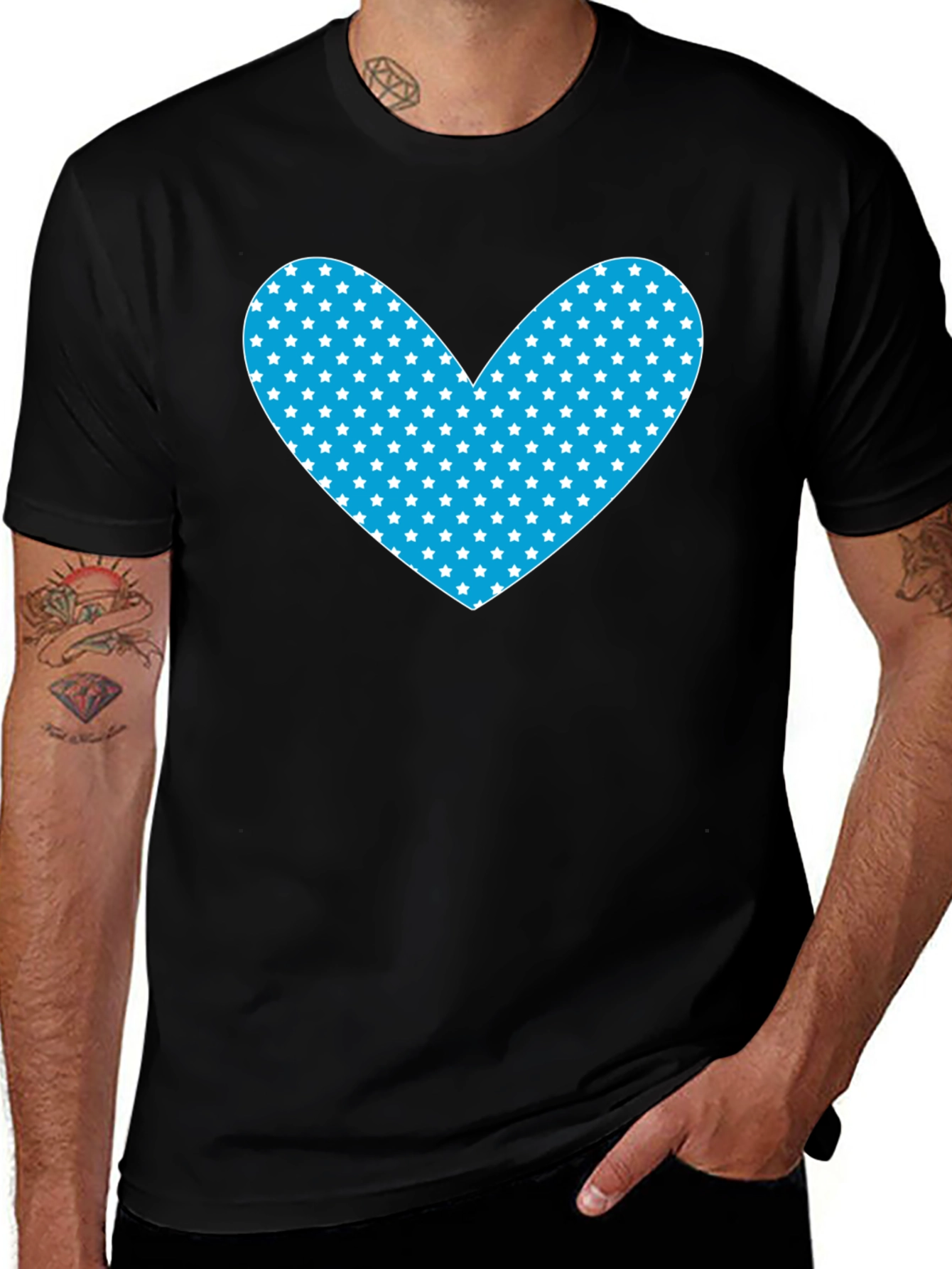 Variant 29 of Starry Heart Graphic Tee - Black Cotton Blend