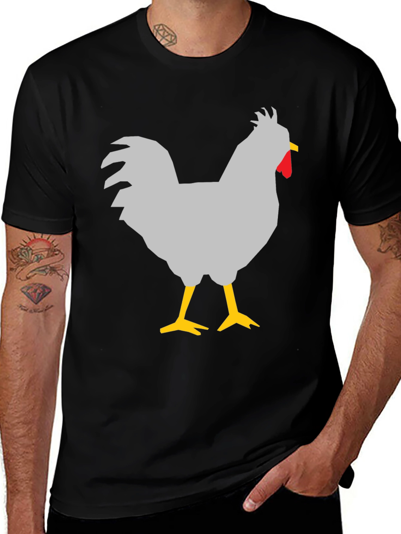 Variant 20 of Funny Chicken Graphic Tee - Black Cotton T-Shirt