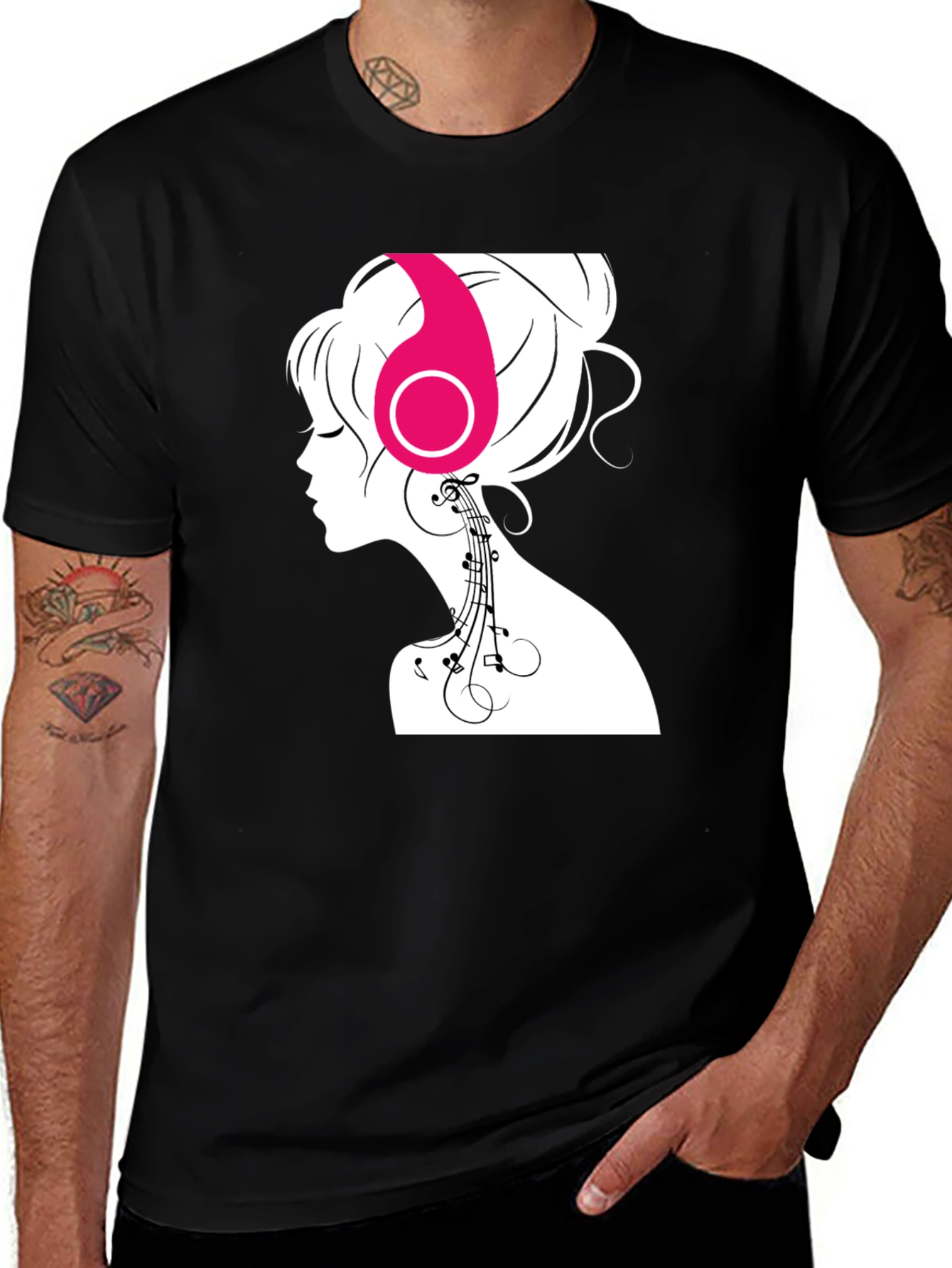 Variant 4 of Silhouette Music Lover Tee - Stylish Black Graphic T-Shirt