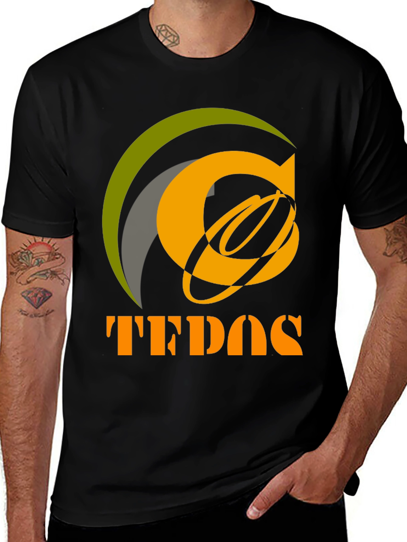 Variant 25 of Stylish Black Graphic Tee - Orange Circle and Lettering