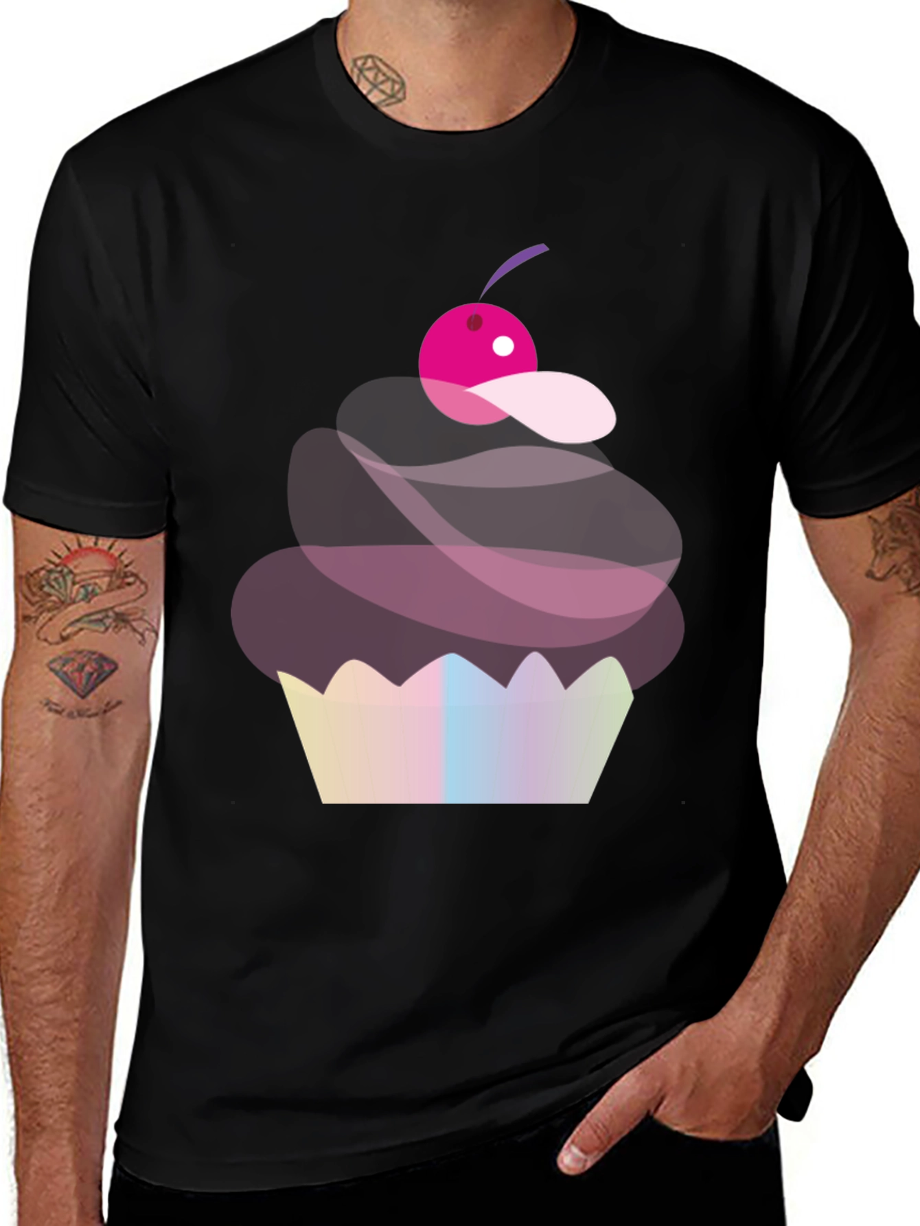 Variant 25 of Cupcake Graphic Black T-Shirt