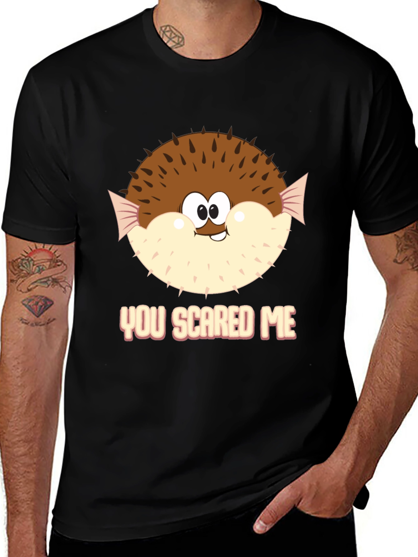 Variant 15 of Funny Puffer Fish You Scared Me Black T-Shirt