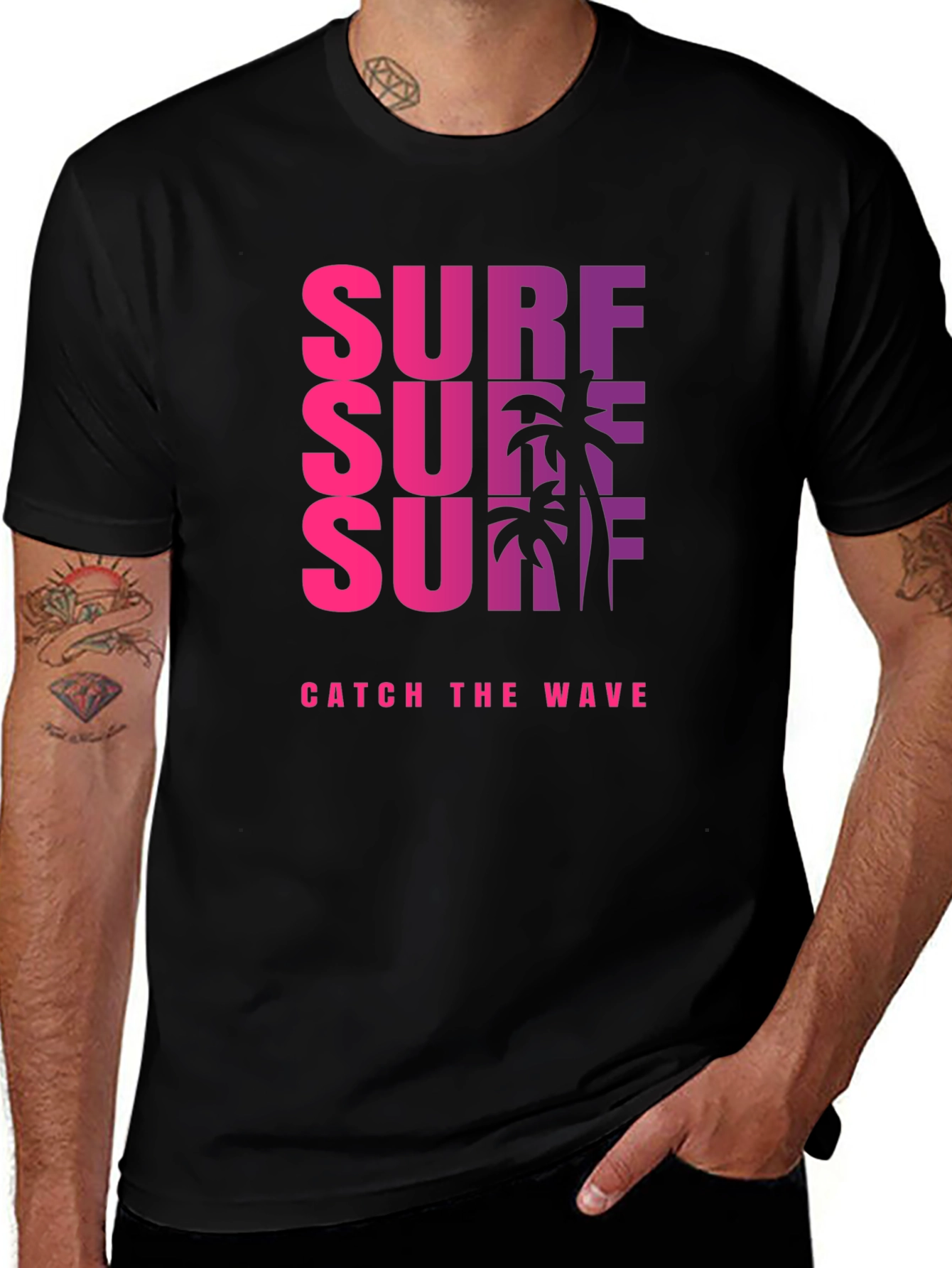 Variant 8 of Surf Catch the Wave Black T-Shirt