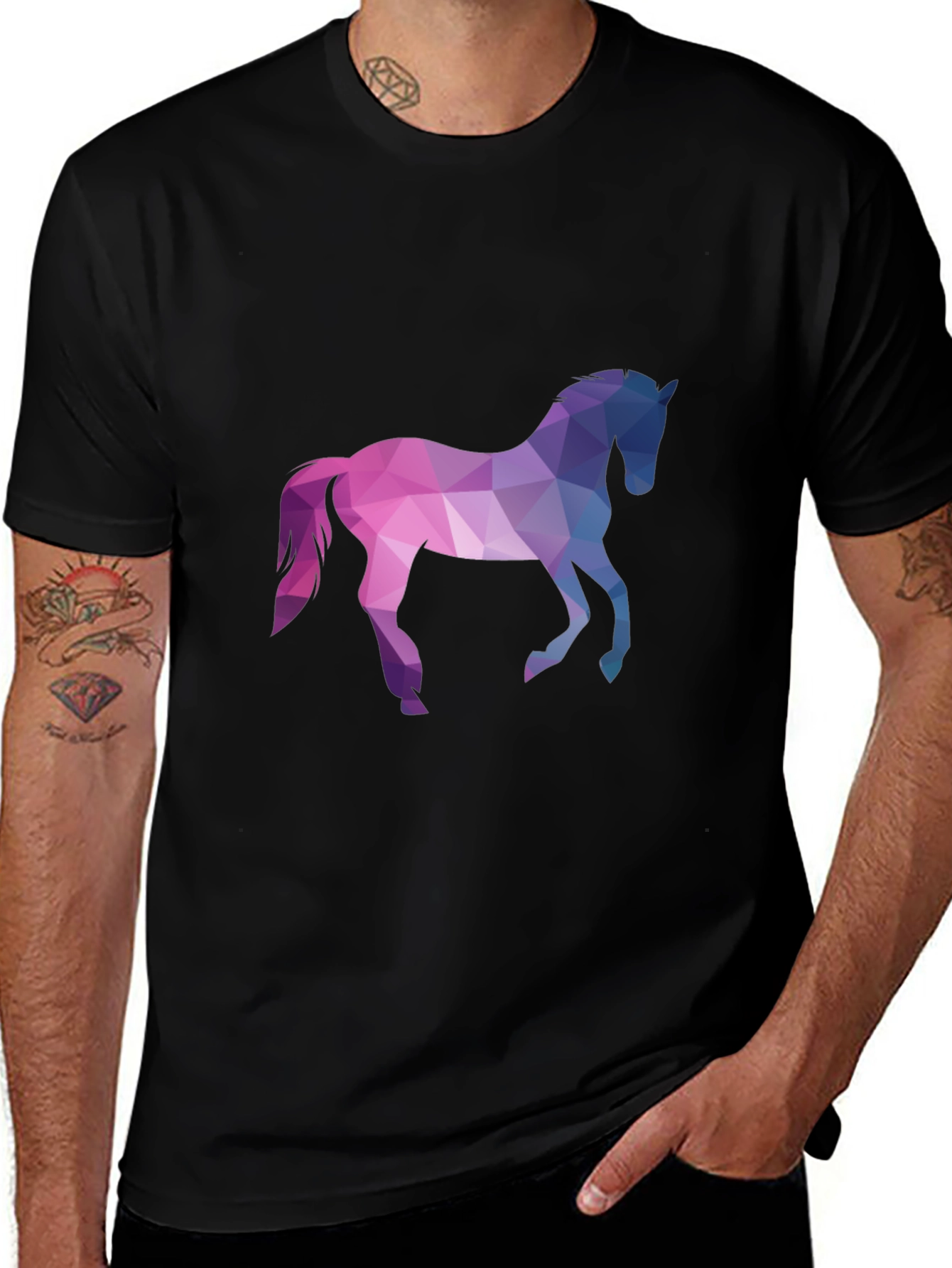 Variant 10 of Geometric Horse Graphic Tee - Black
