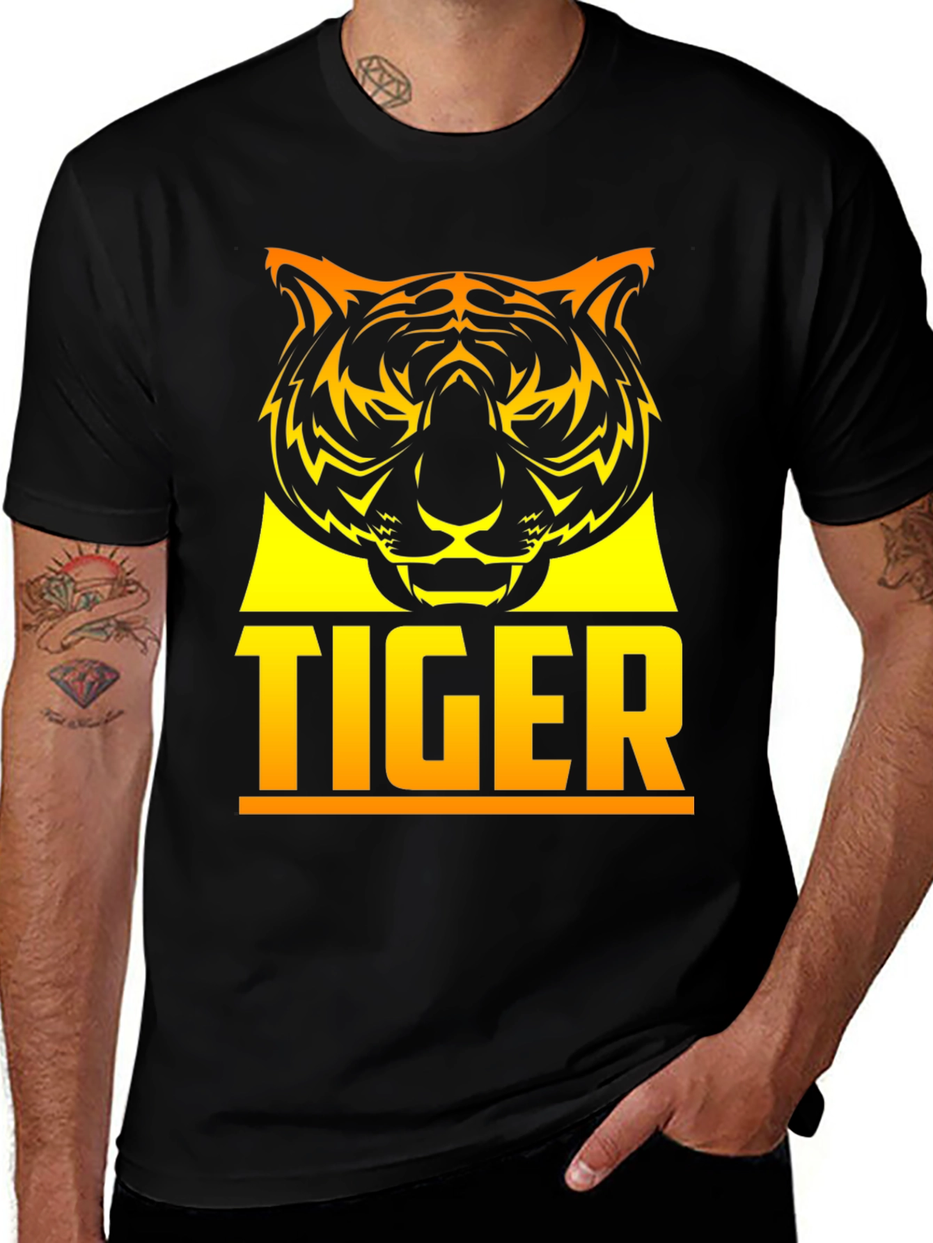 Variant 15 of Bold Tiger Graphic Tee - Men's Black T-Shirt