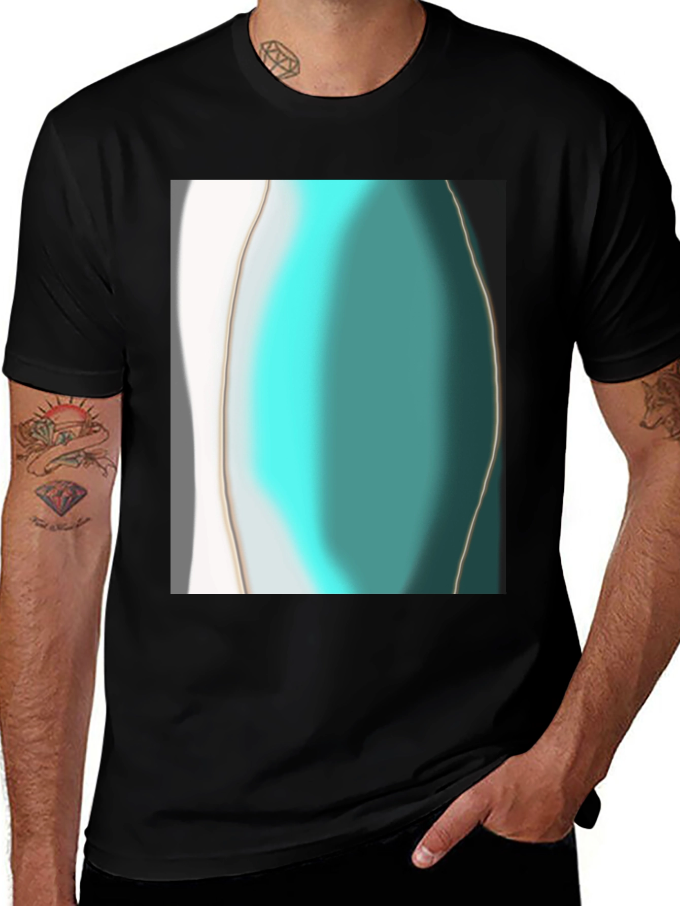 Variant 21 of Abstract Design Tee - Modern Art Black T-Shirt