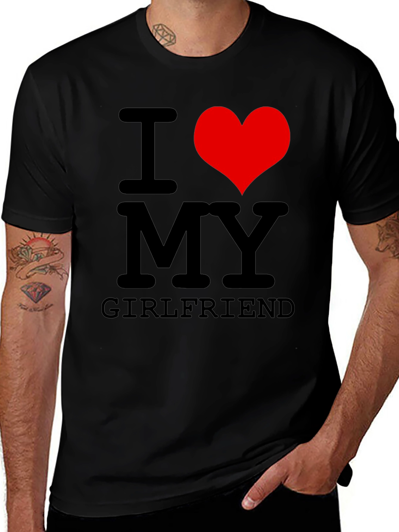 Variant 29 of I Heart My Girlfriend T-Shirt - Black Graphic Tee