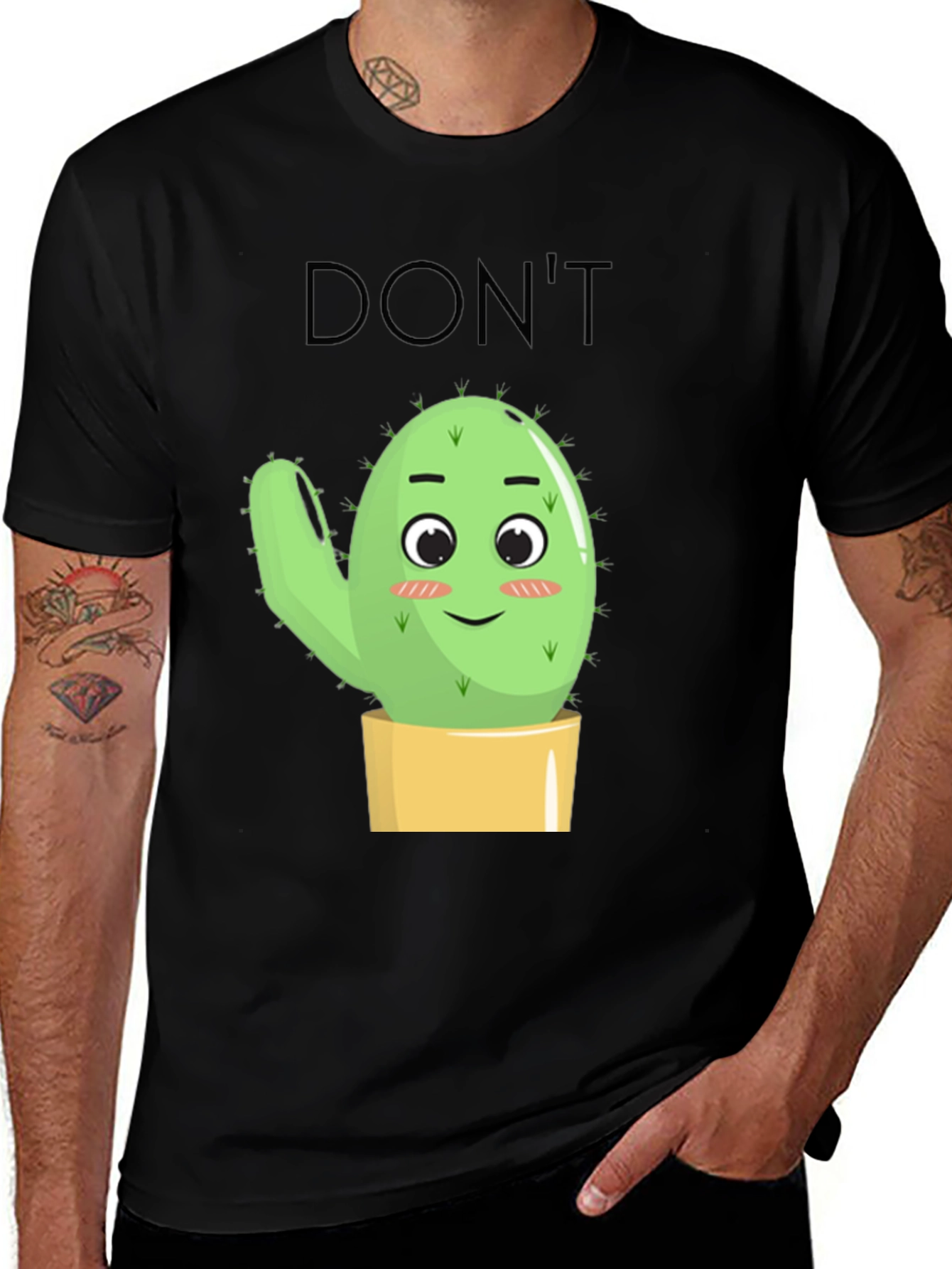 Don't Touch Cactus Graphic Tee - Black T-Shirt