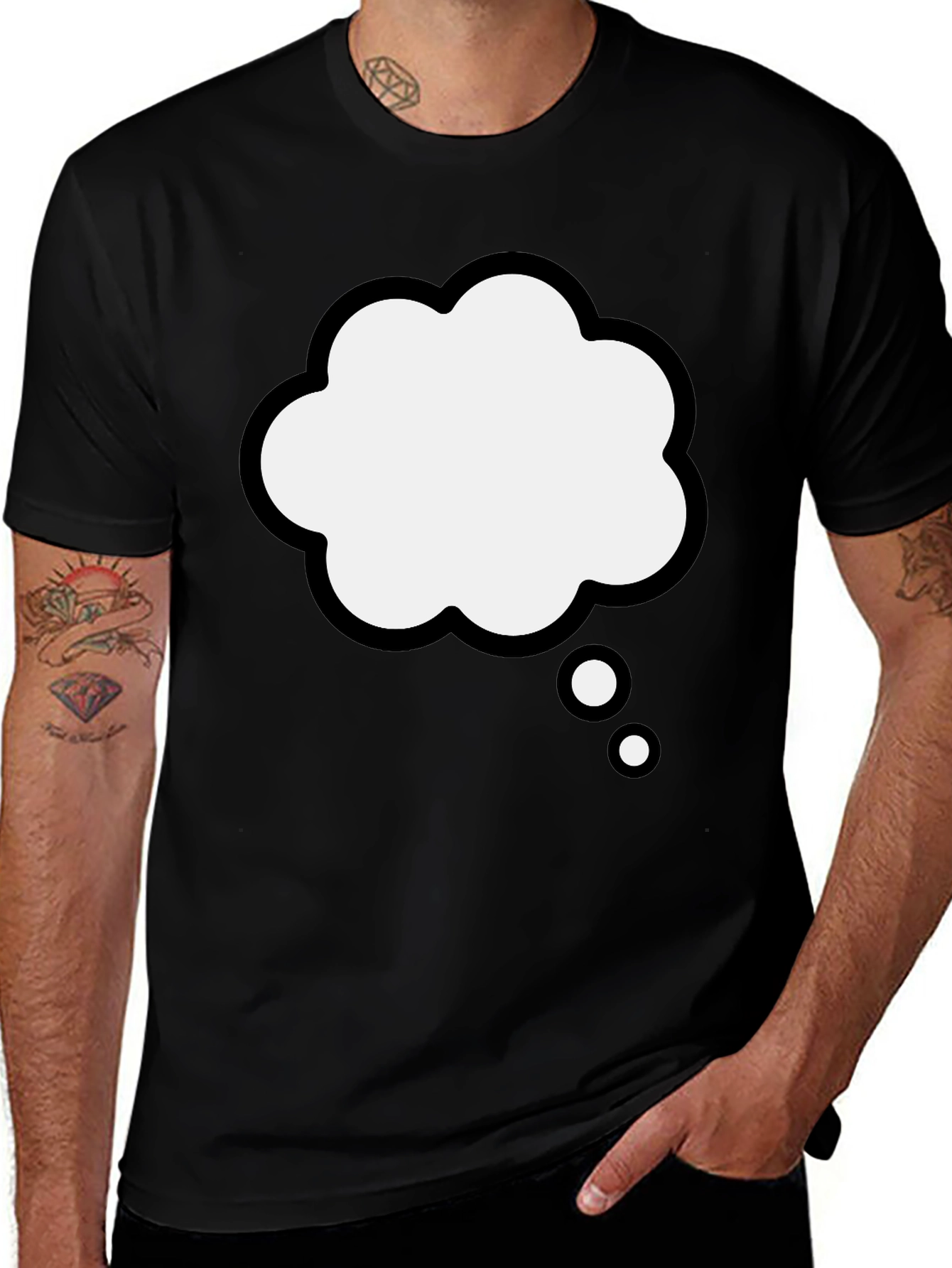 Variant 6 of Black T-Shirt with Thinking Cloud Design