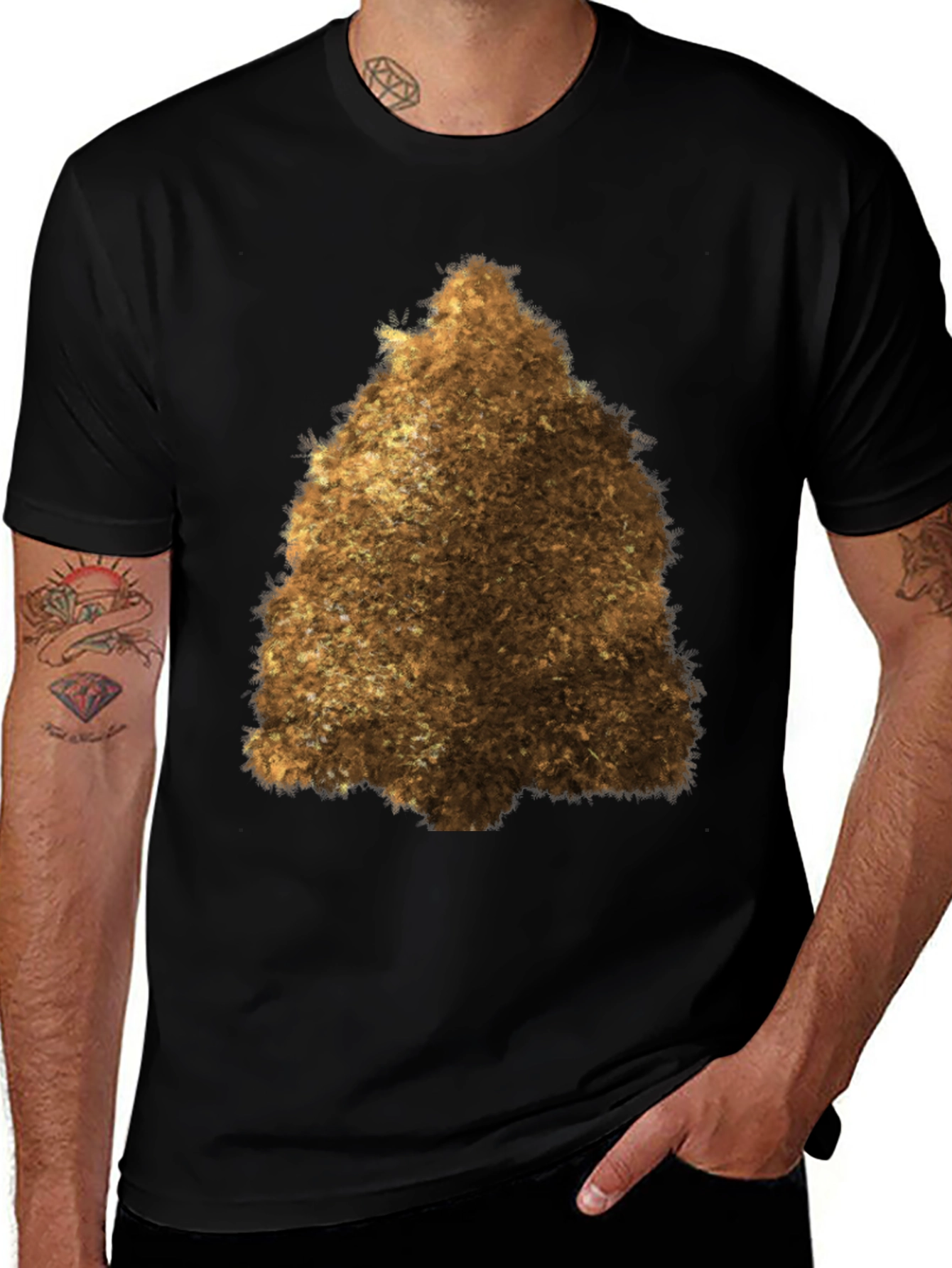 Variant 19 of Fuzzy Brown Triangle Graphic Tee - Unisex Black T-Shirt