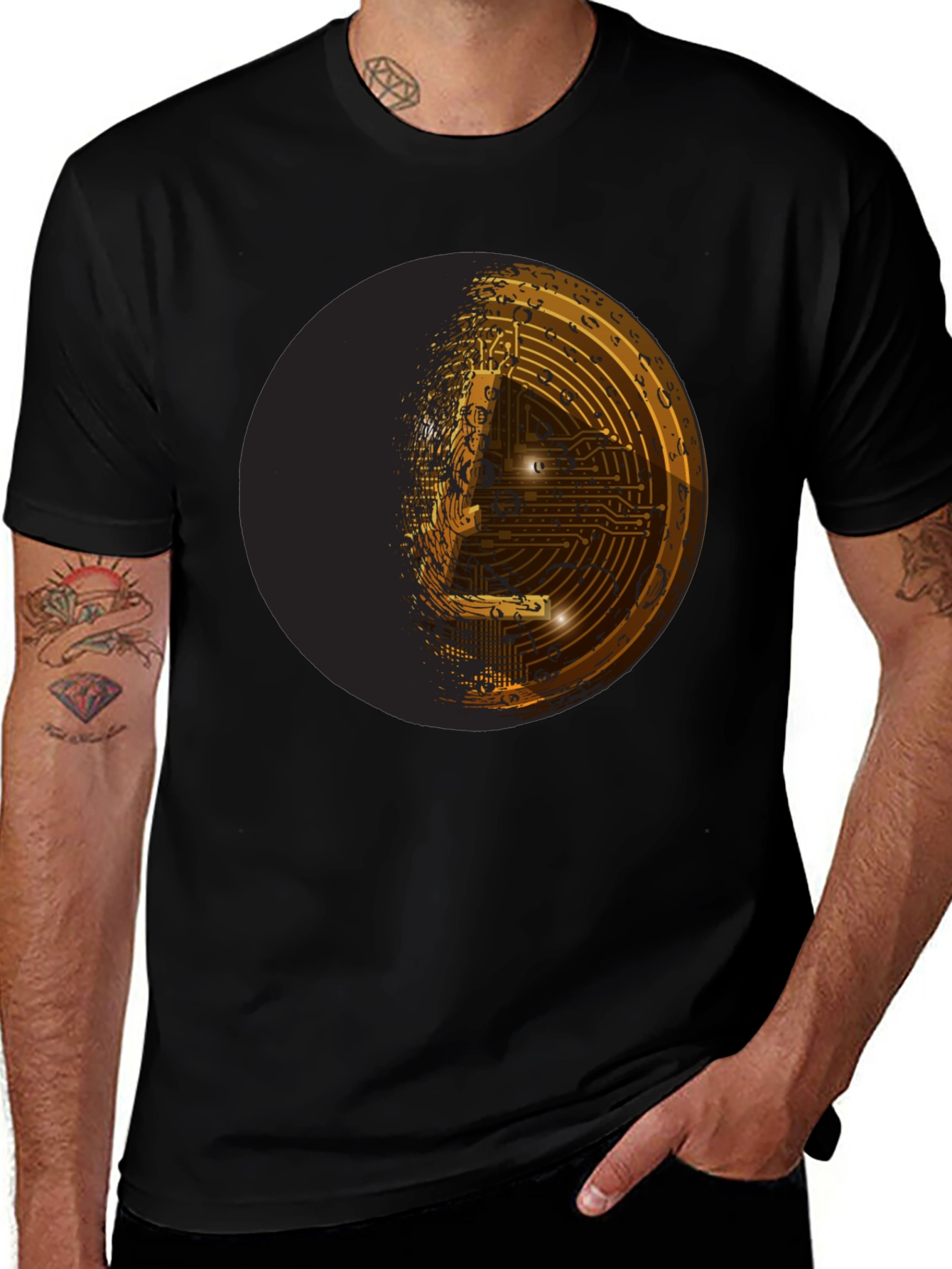 Variant 30 of Cryptocurrency Coin Graphic Tee - Black
