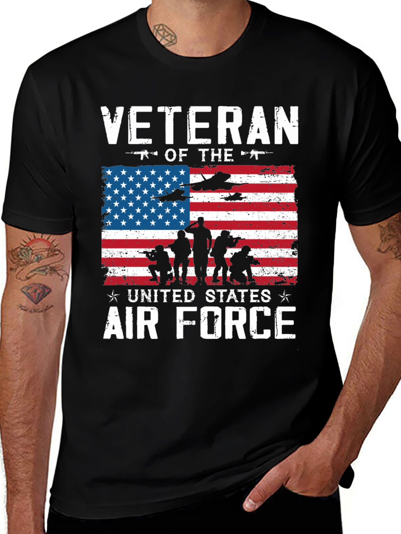Veteran Air Force T-Shirt - Patriotic USA Flag Design