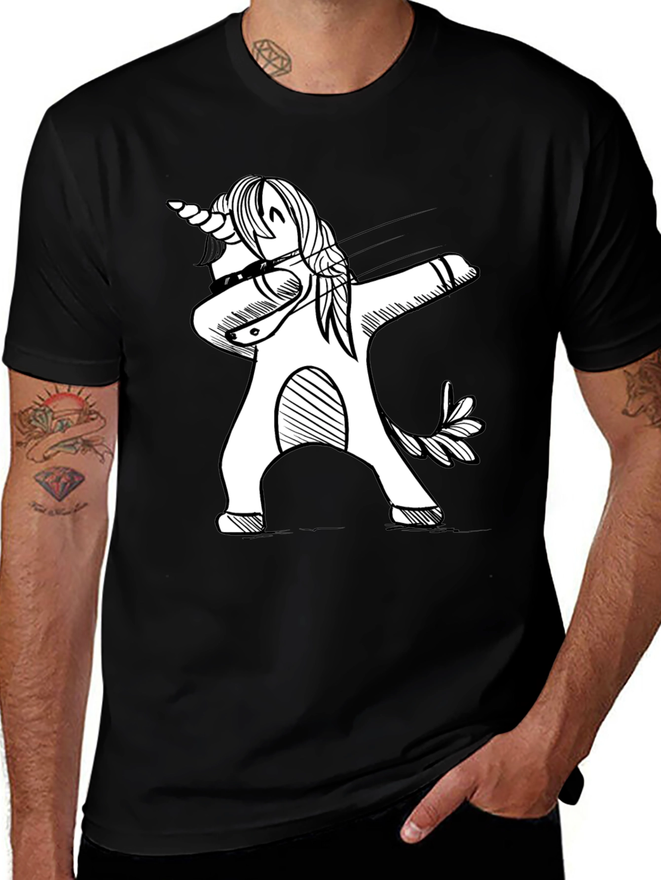 Variant 22 of Dabbing Unicorn Black Graphic T-Shirt