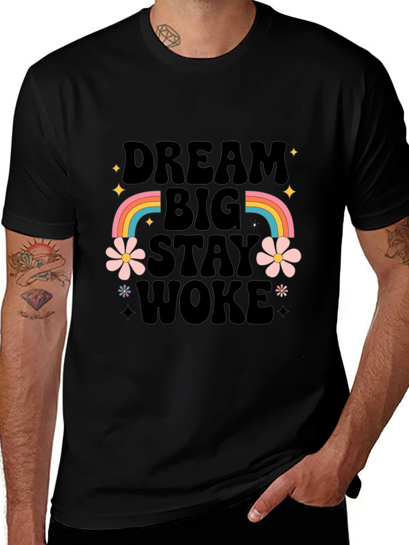 Variant 2 of Dream Big Stay Woke Graphic Tee - Black