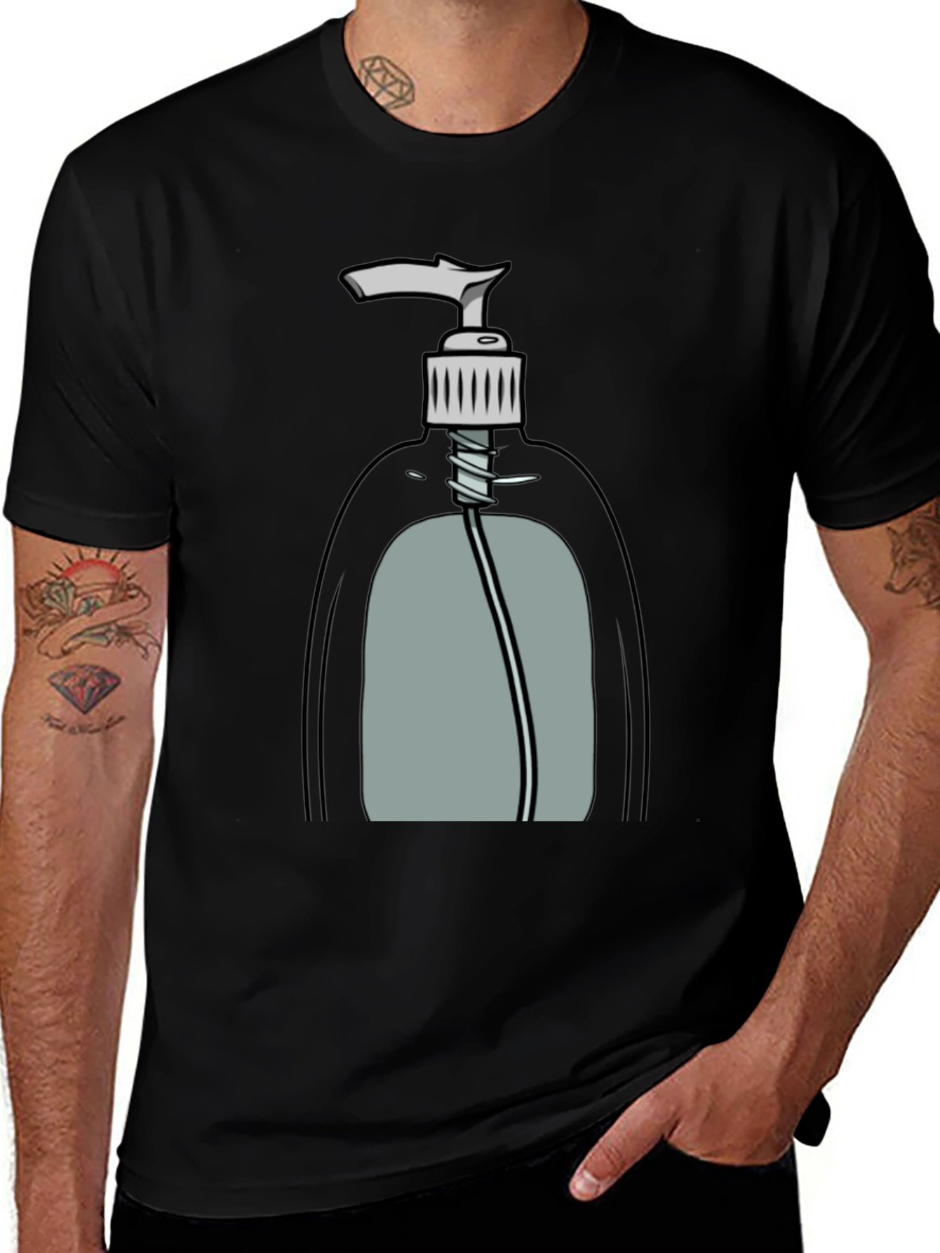 Variant 15 of Sanitizer Bottle Graphic Tee - Black Cotton Casual Shirt