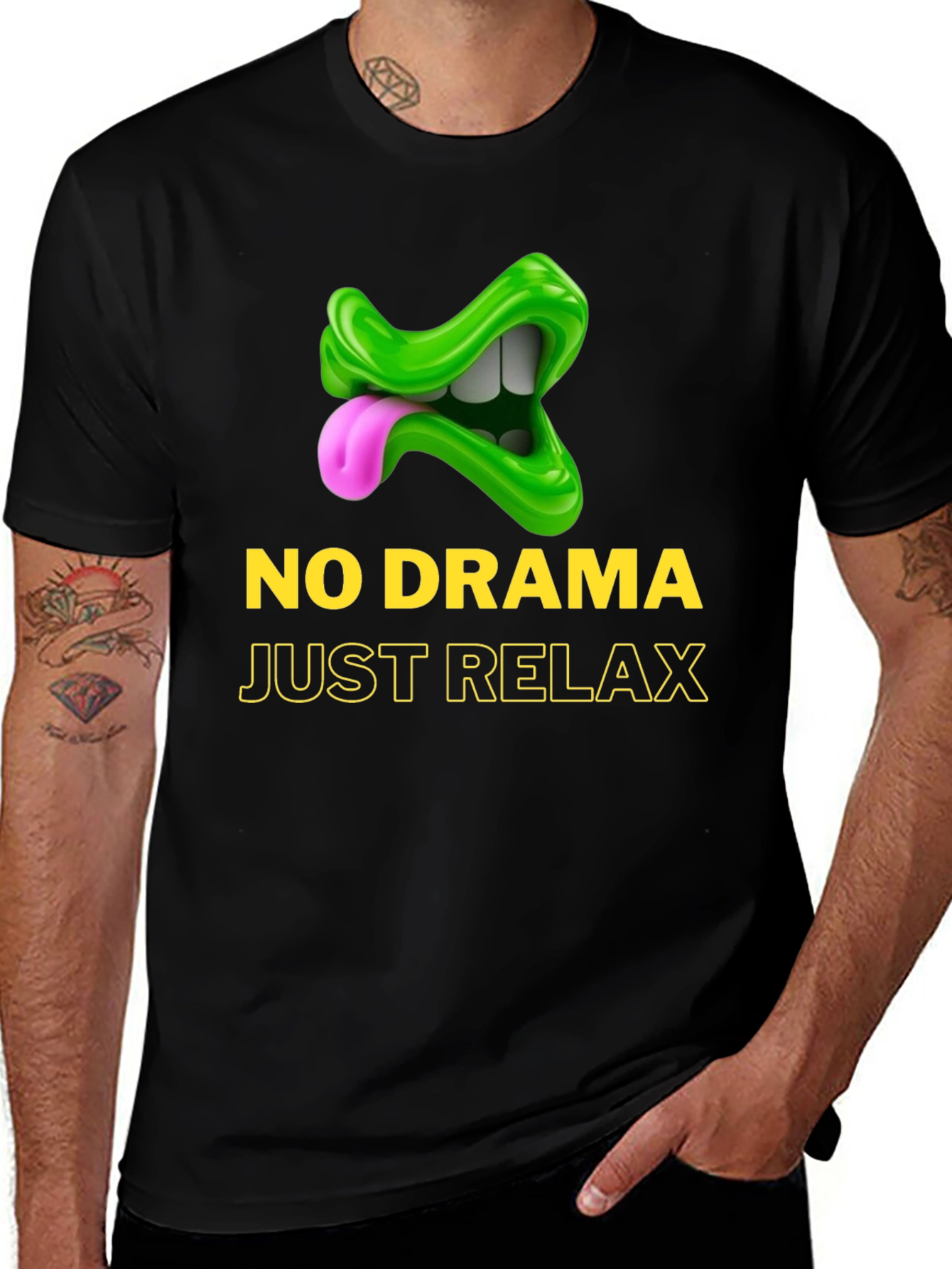 Variant 7 of No Drama Just Relax T-Shirt Funny Mouth Design