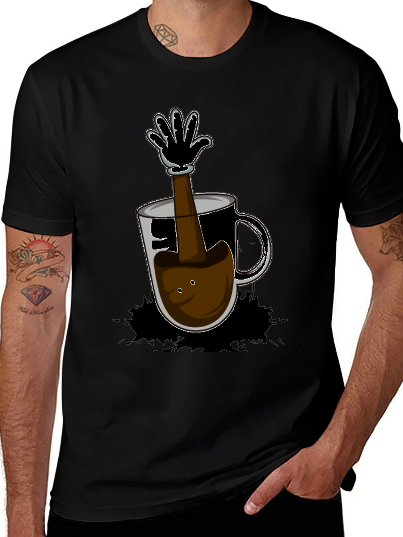 Variant 26 of Cartoon Coffee Hand T-Shirt - Unique Graphic Tee