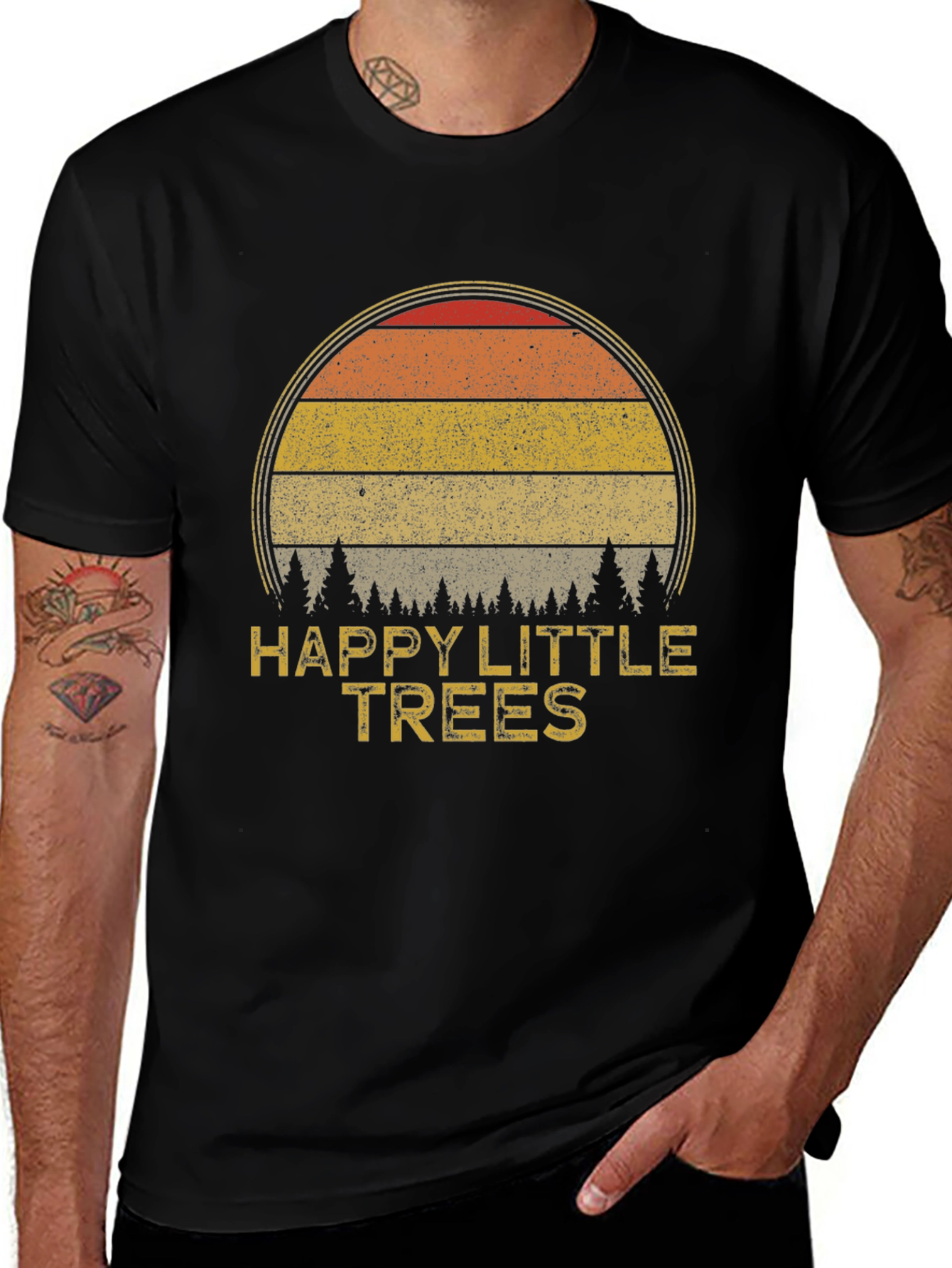 Variant 4 of Happy Little Trees Retro Graphic T-Shirt