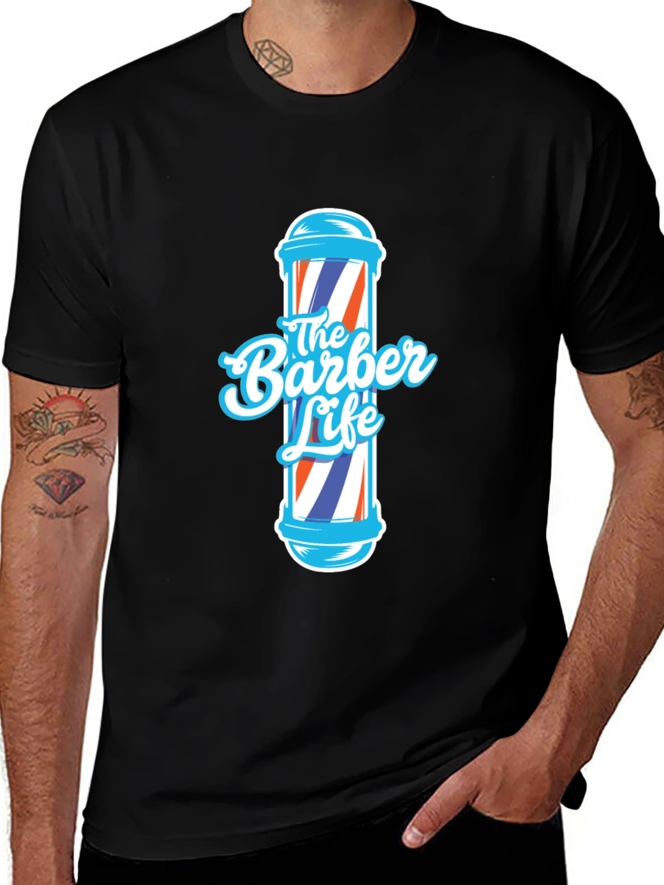 Variant 18 of The Barber Life T-Shirt - Cool Barber Pole Design
