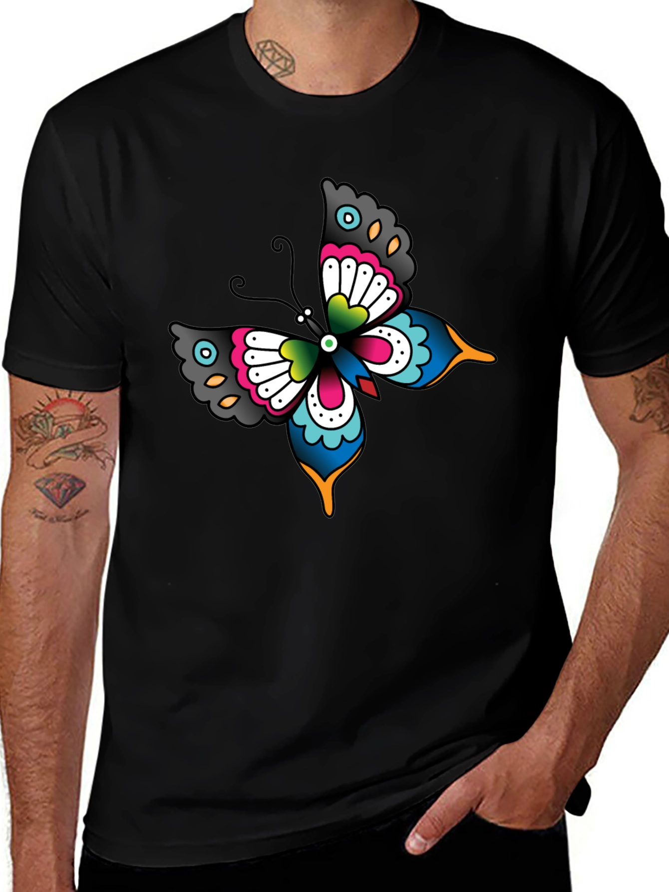 Variant 12 of Butterfly Graphic Black T-Shirt