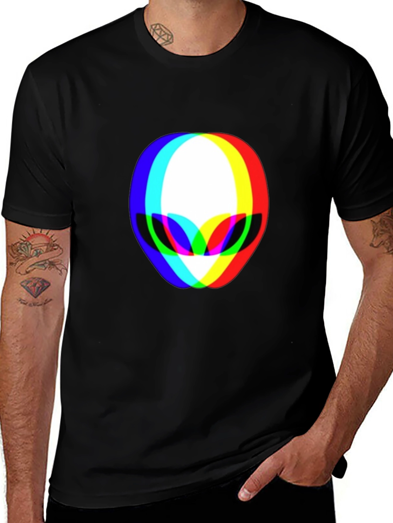 Variant 24 of Retro Alien Head T-Shirt - Black Cotton Tee