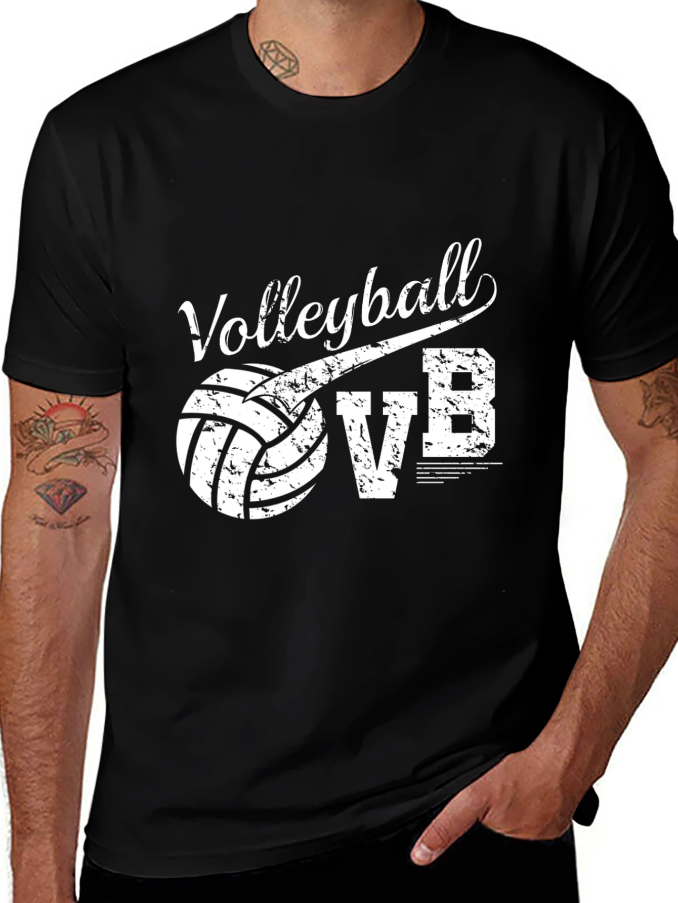 Variant 24 of Volleyball VB Graphic T-Shirt - Black Cotton Tee