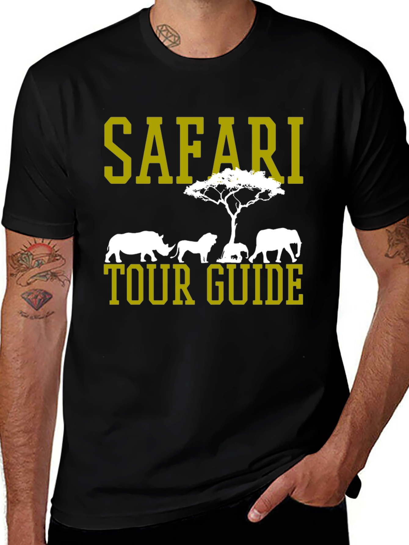 Black Safari Tour Guide Crew Neck T-Shirt main image