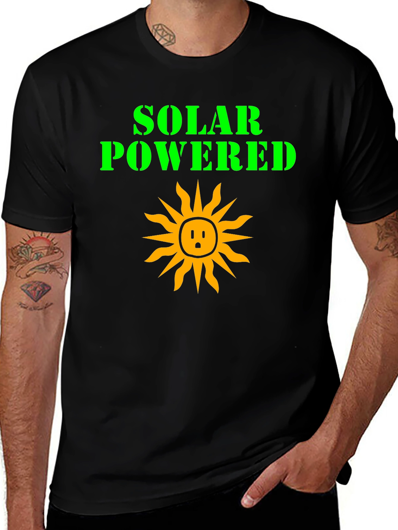 Variant 30 of Solar Powered Graphic Tee - Black Cotton T-Shirt