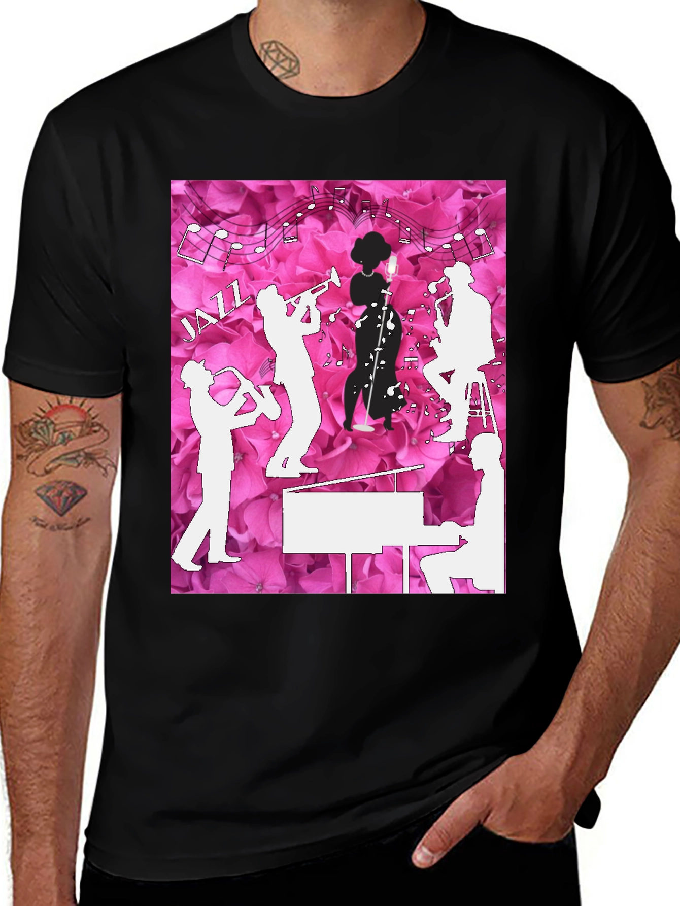 Variant 14 of Jazzy T-Shirt - Musical Silhouette Design