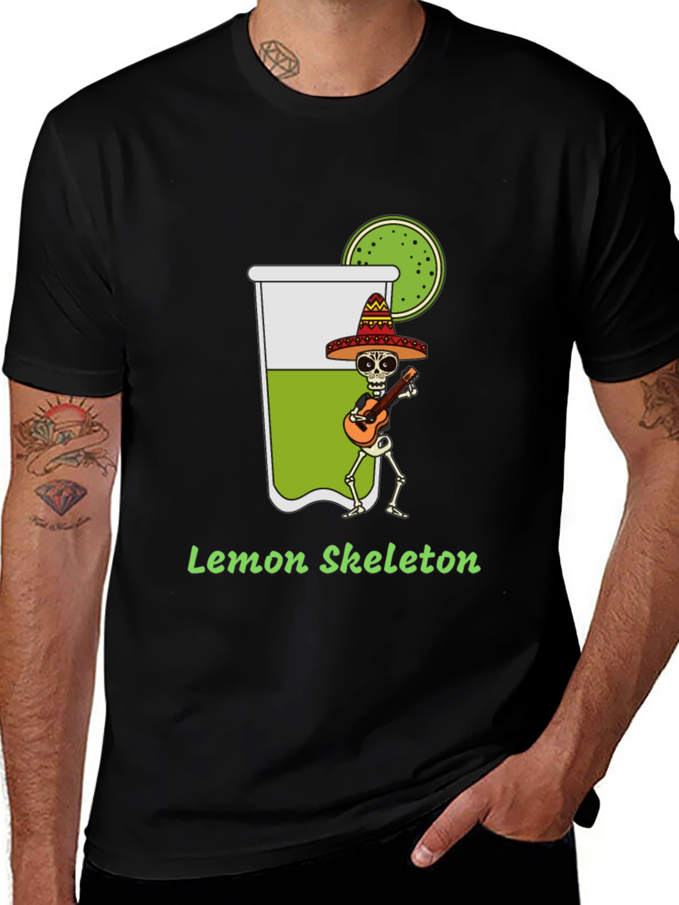 Variant 2 of Lemon Skeleton Graphic Tee - Unique and Fun!