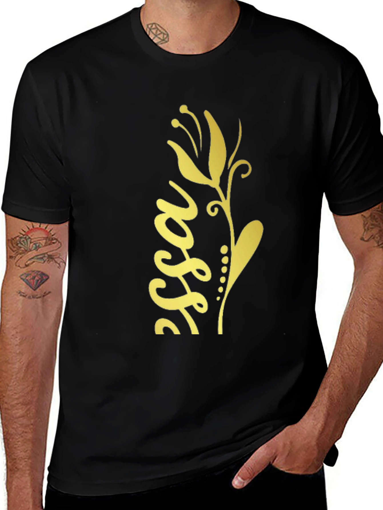 Variant 3 of Elegant Floral Graphic Print Black T-Shirt