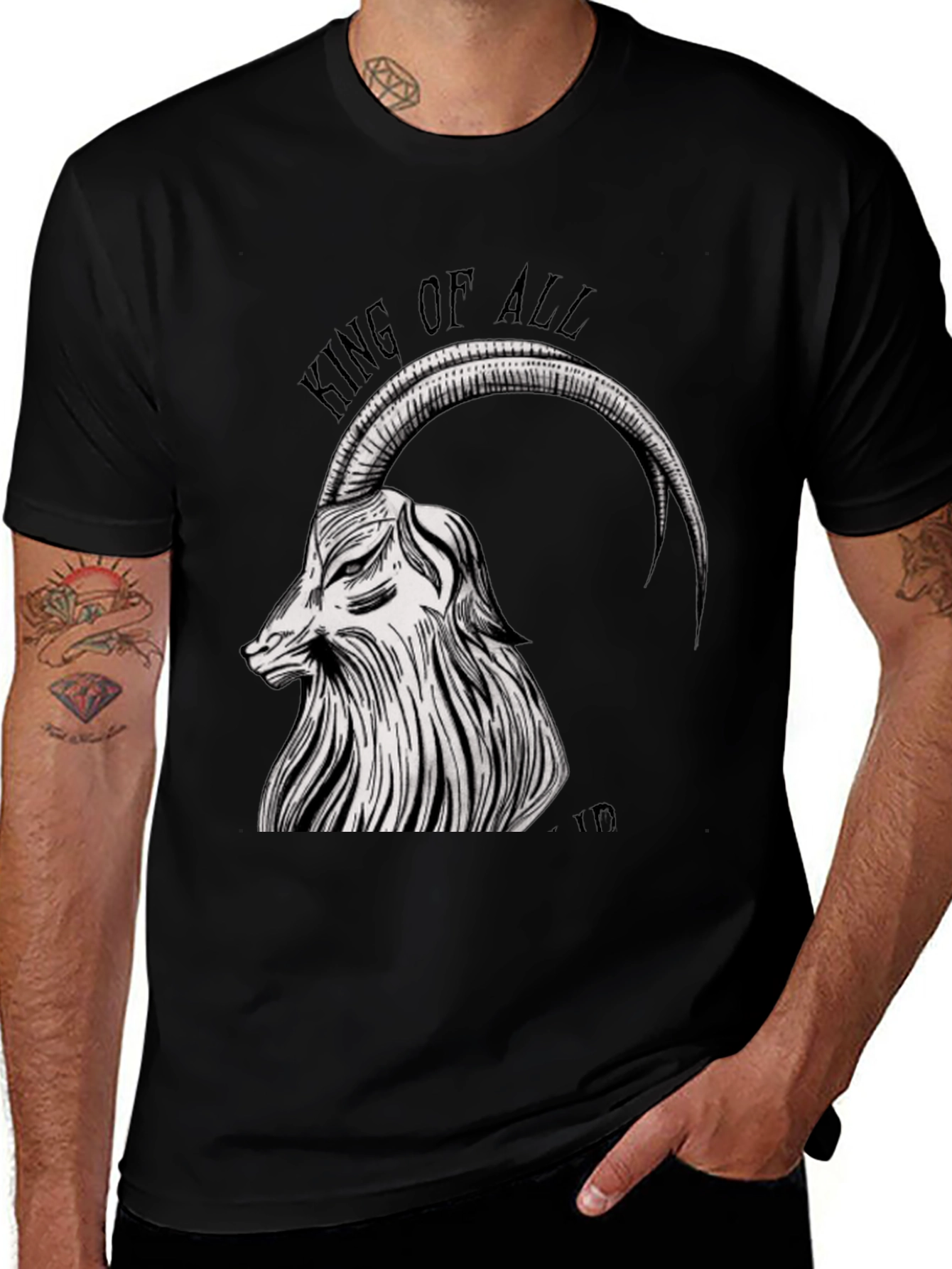 Variant 12 of King of All Tee - Goat Graphic Black T-Shirt