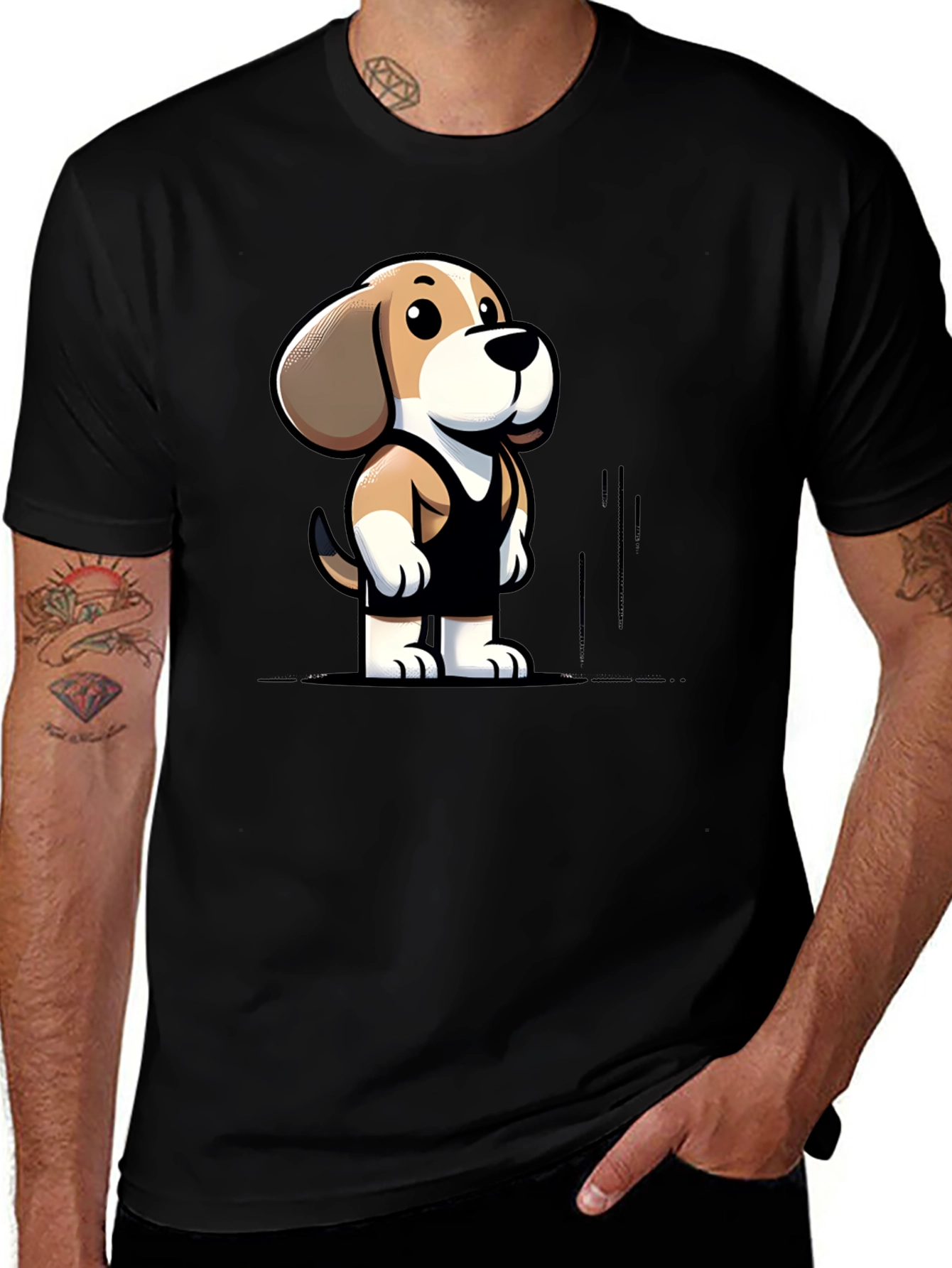 Variant 15 of Dog Cartoon Graphic Black T-Shirt
