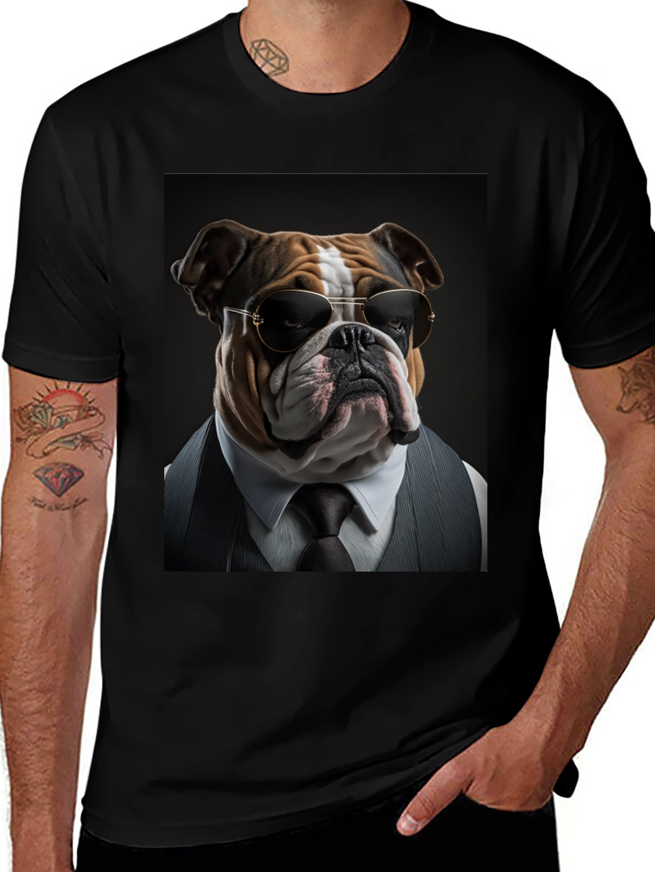 Variant 3 of Bulldog Boss T-Shirt: Cool Dog in Suit!