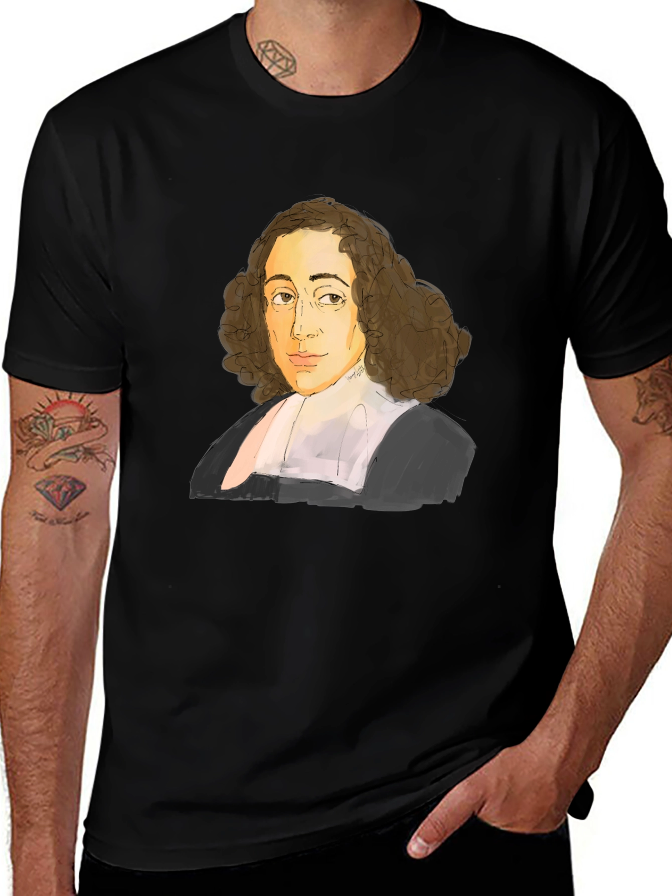 Variant 24 of Spinoza Portrait T-Shirt - Philosophy Tee