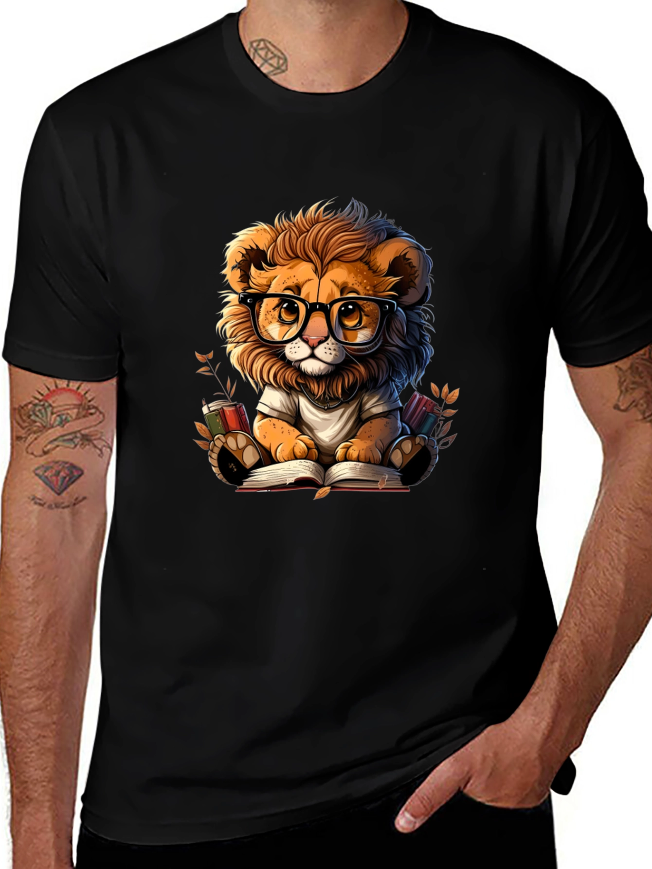 Variant 13 of Lion Reader Graphic Tee - Book Lover's Shirt