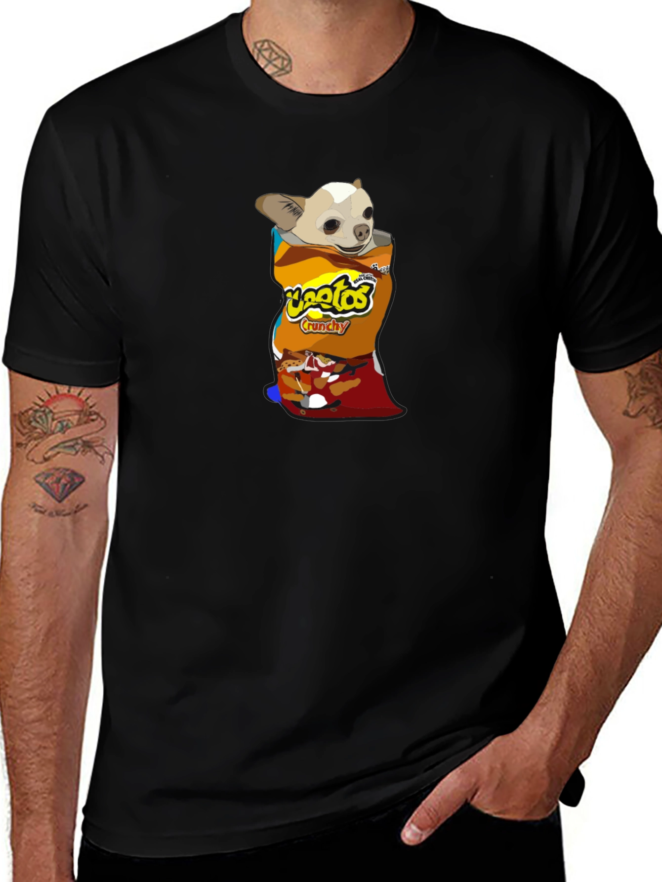 Variant 29 of Cheetos Chihuahua Funny Graphic Tee - Black