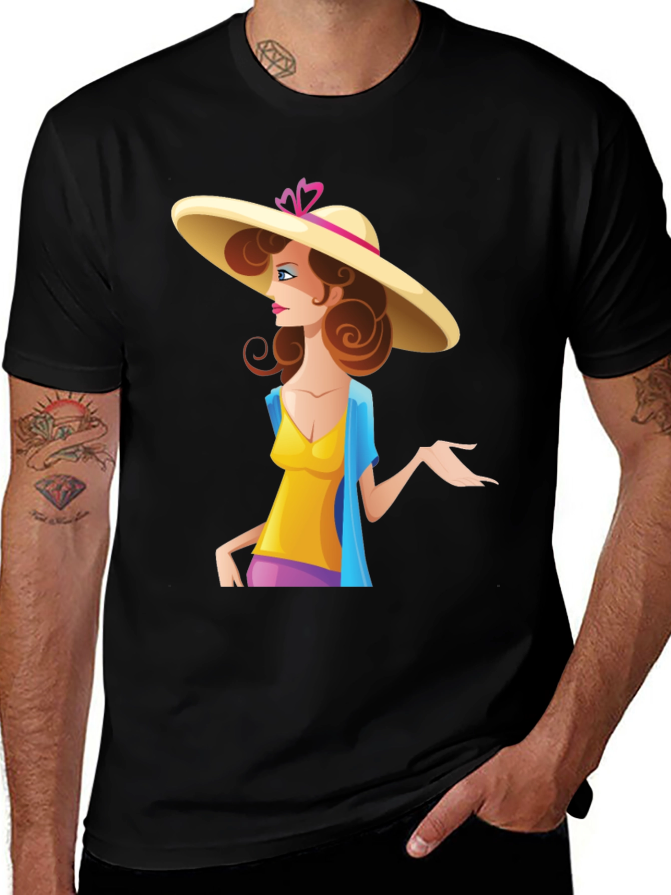 Variant 5 of Woman in Hat Graphic Tee - Stylish Casual T-Shirt