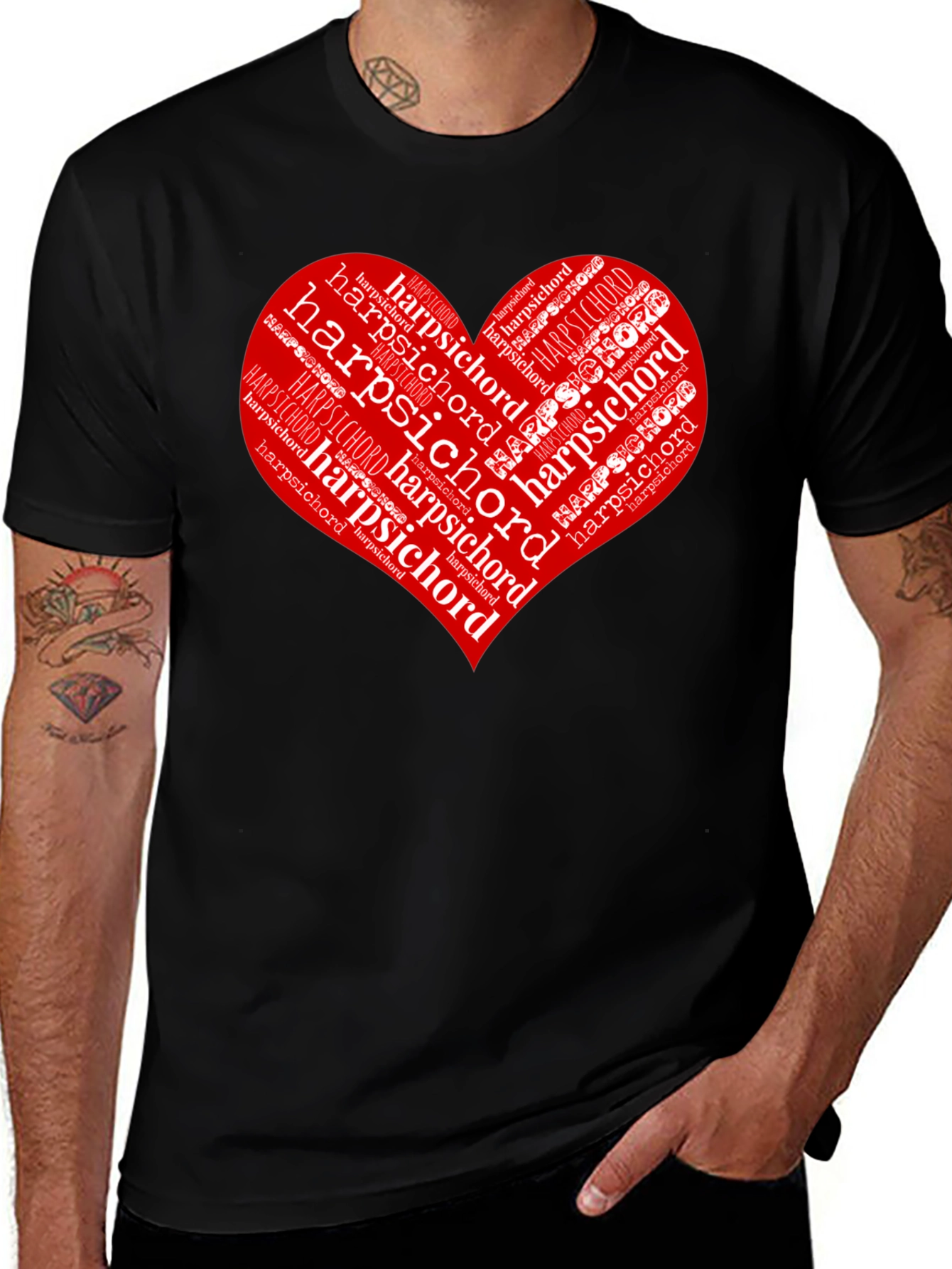 Variant 11 of Harpsichord Heart T-Shirt - Music Lover Tee
