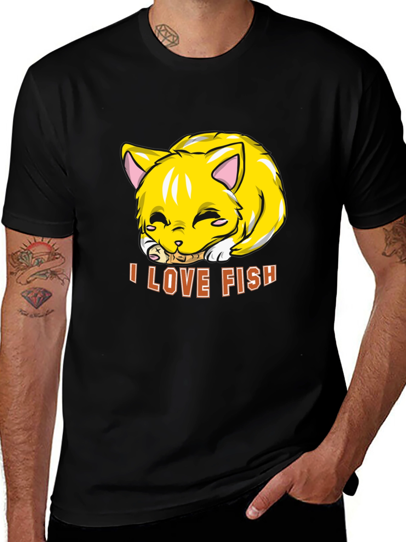 Variant 30 of I Love Fish Kitten T-Shirt - Adorable Cat Tee