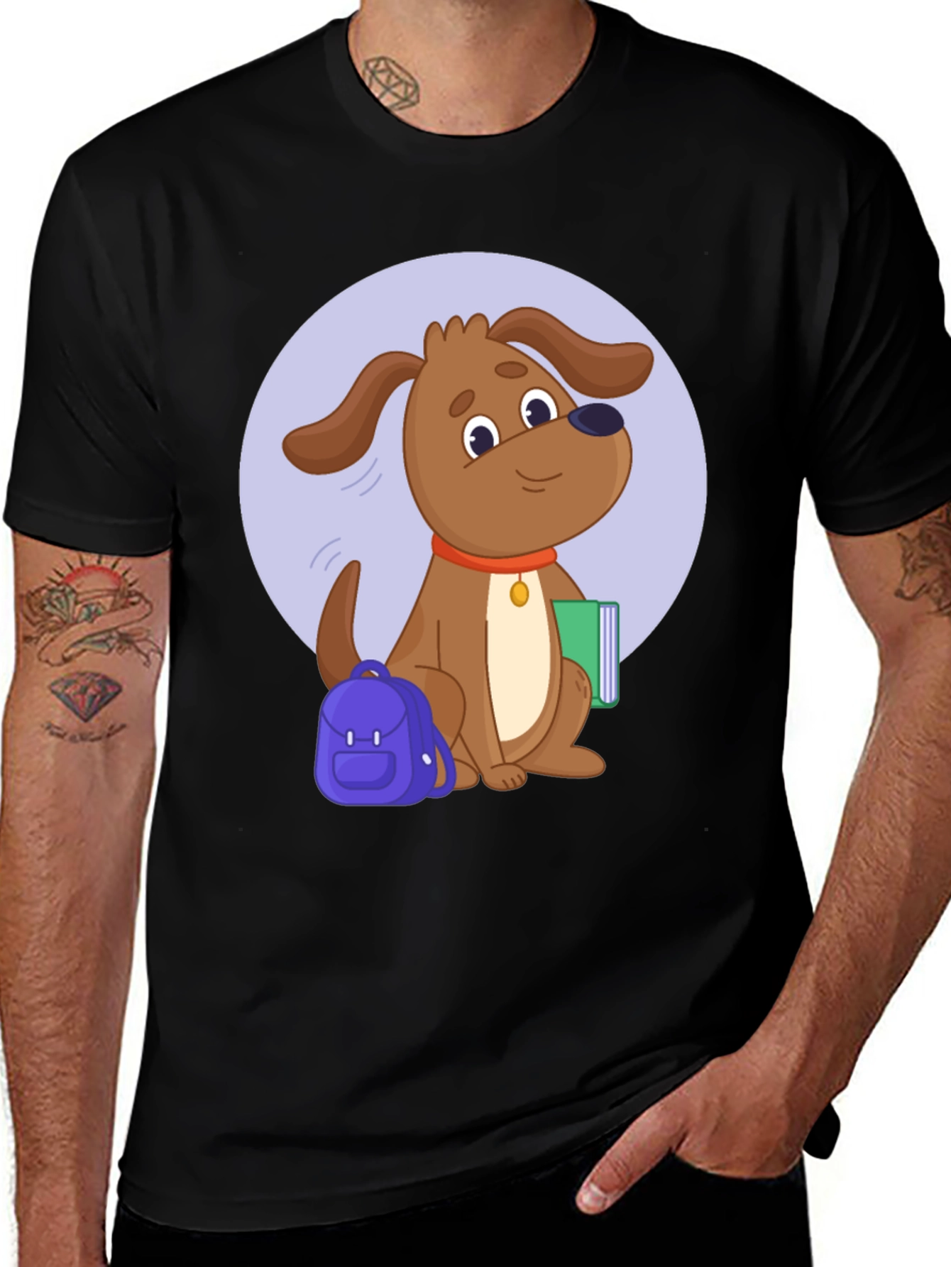 Variant 23 of Dog with Backpack Graphic Tee - Back to School Shirt